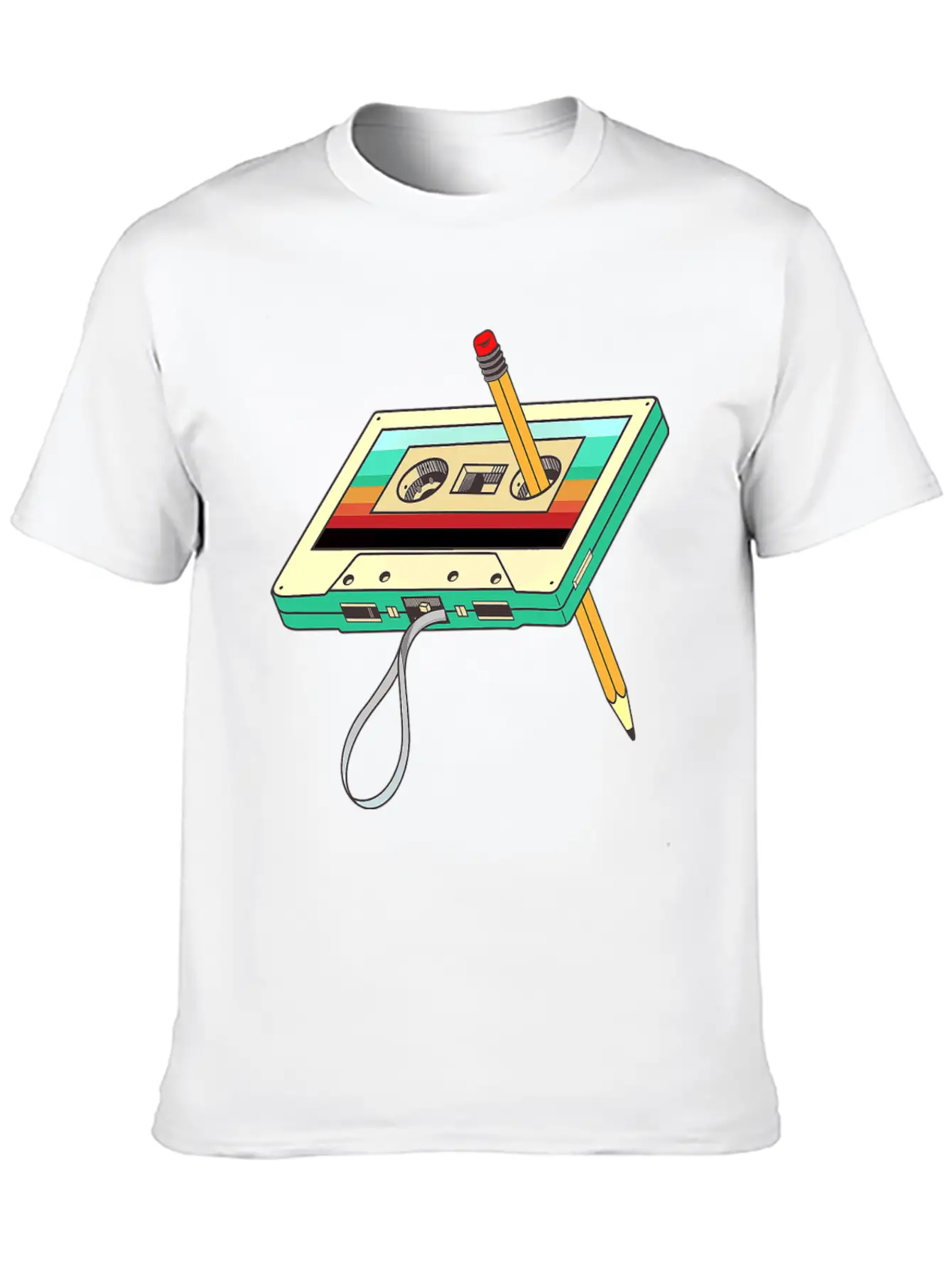 Cassette Tape Pencil 1980s Retro Vintage Unisex Casual T-Shirt – Clean Design For Daily Comfort