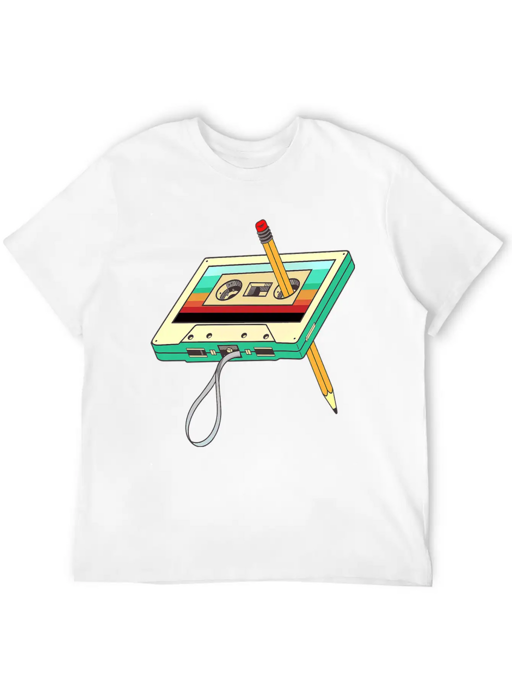 Cassette Tape Pencil 1980s Retro Vintage Unisex Casual T-Shirt – Clean Design For Daily Comfort