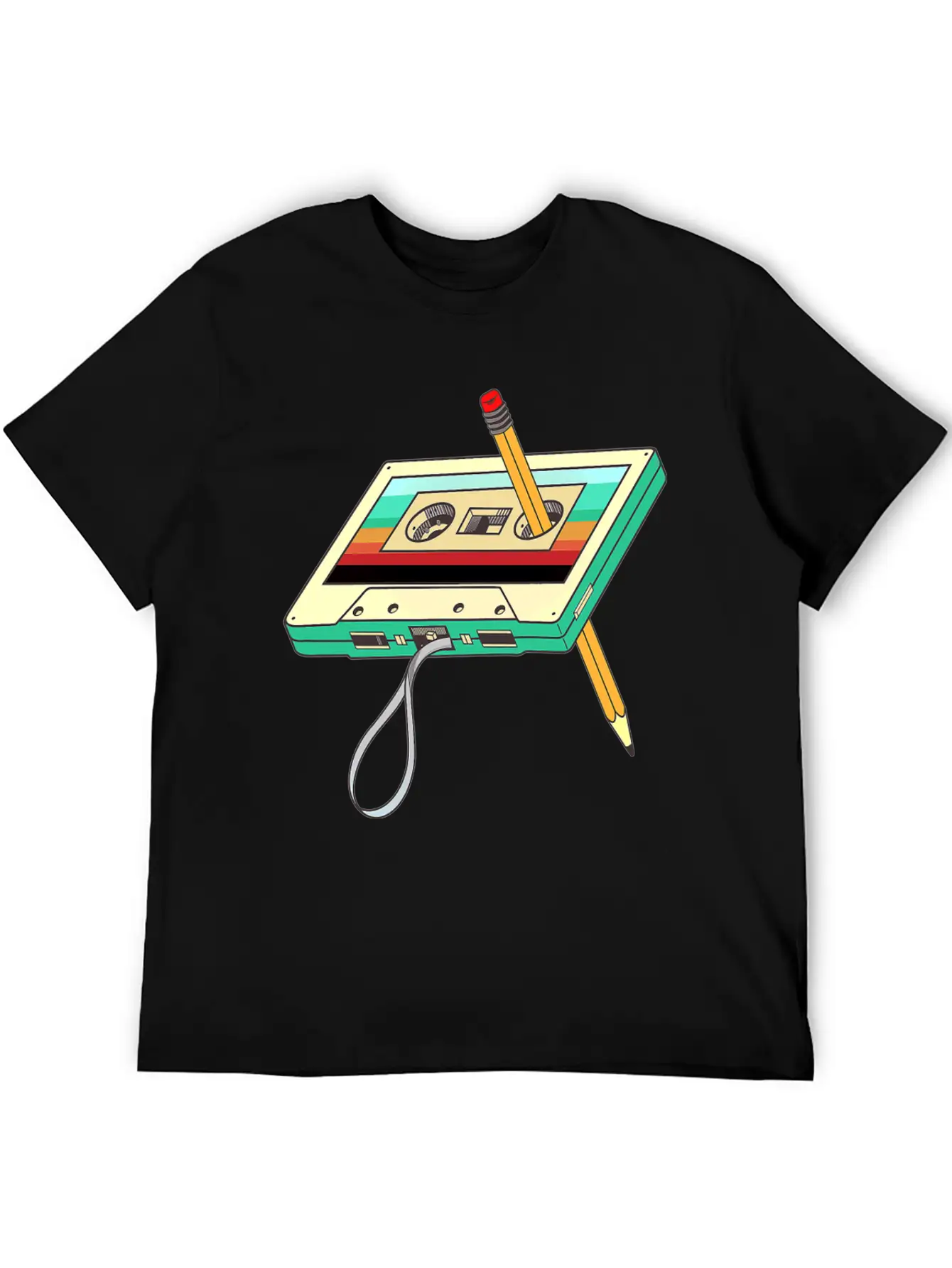 Cassette Tape Pencil 1980s Retro Vintage Unisex Casual T-Shirt – Clean Design For Daily Comfort
