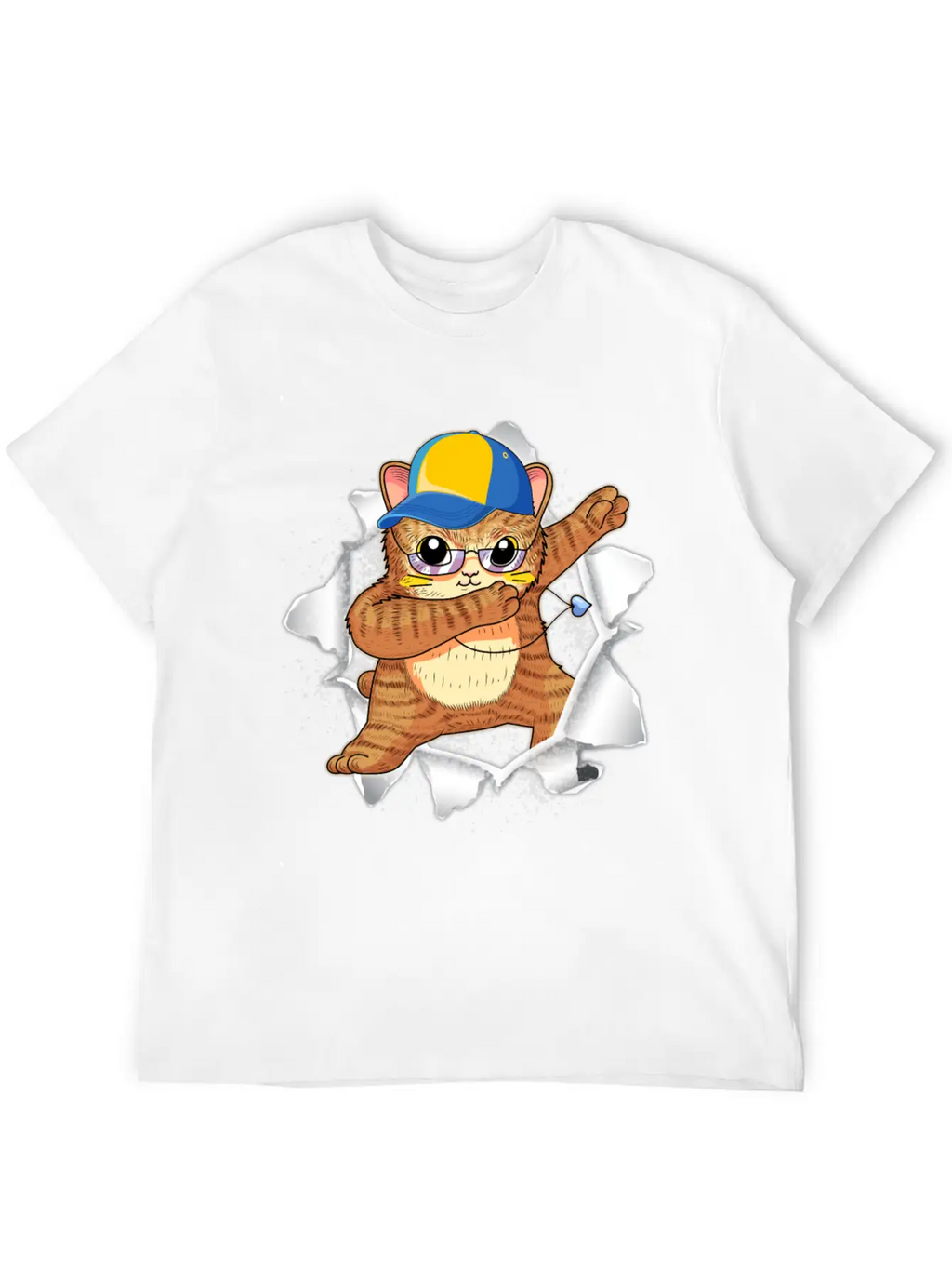Cat Appeared Torn Tee Basic Graphic T-Shirt – Daily Comfort In Soft Cotton