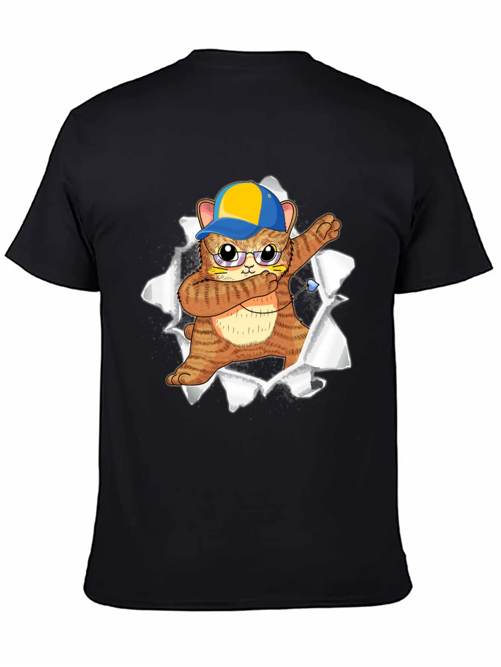 Cat Appeared Torn Tee Basic Graphic T-Shirt – Daily Comfort In Soft Cotton