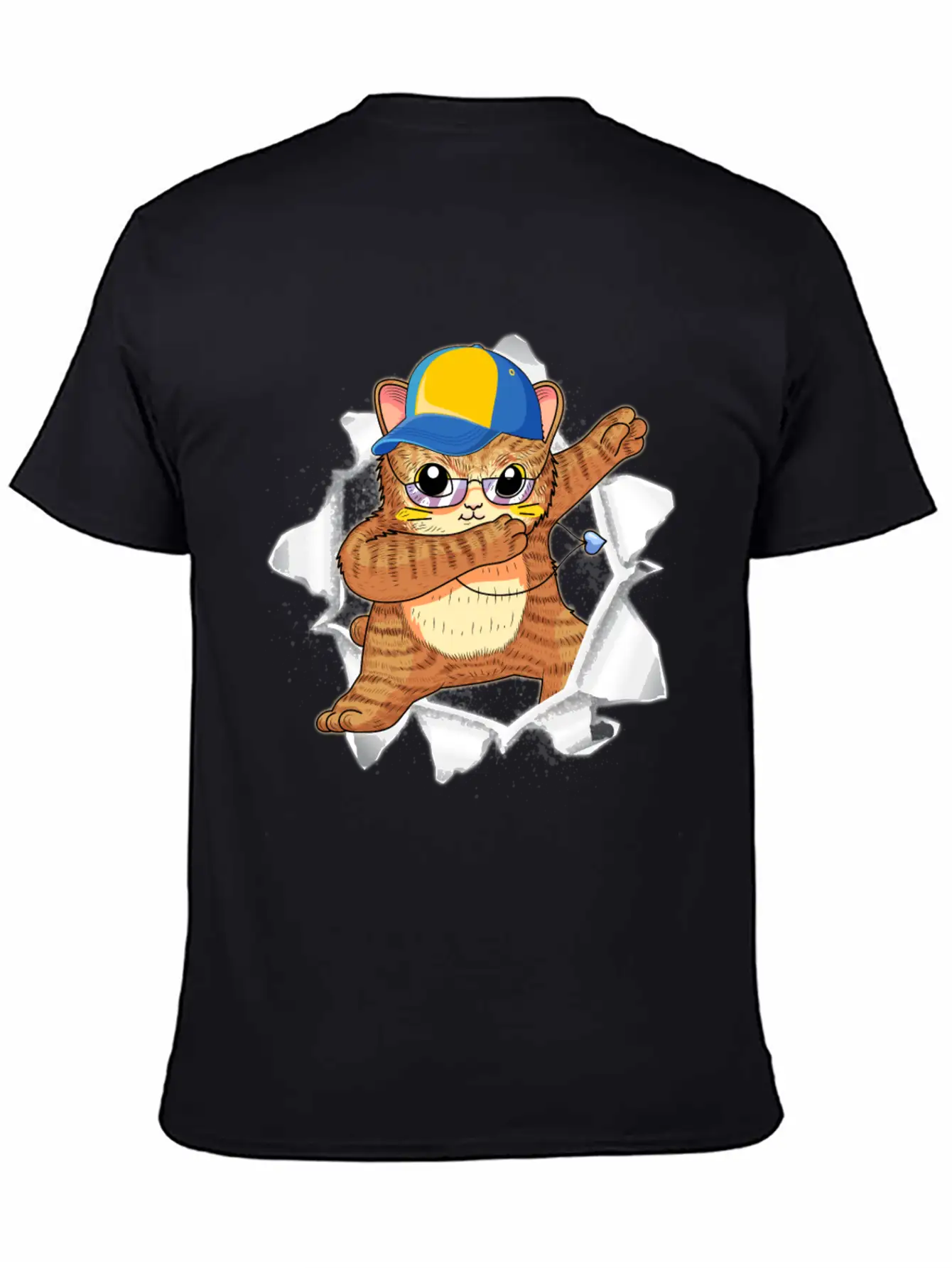 Cat Appeared Torn Tee Basic Graphic T-Shirt – Daily Comfort In Soft Cotton