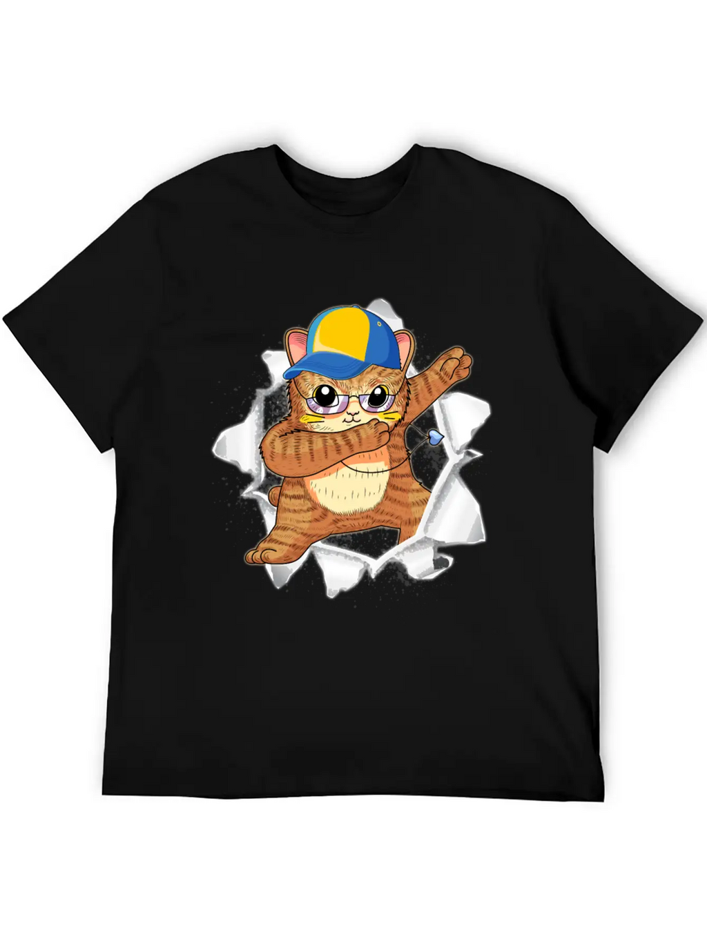 Cat Appeared Torn Tee Basic Graphic T-Shirt – Daily Comfort In Soft Cotton