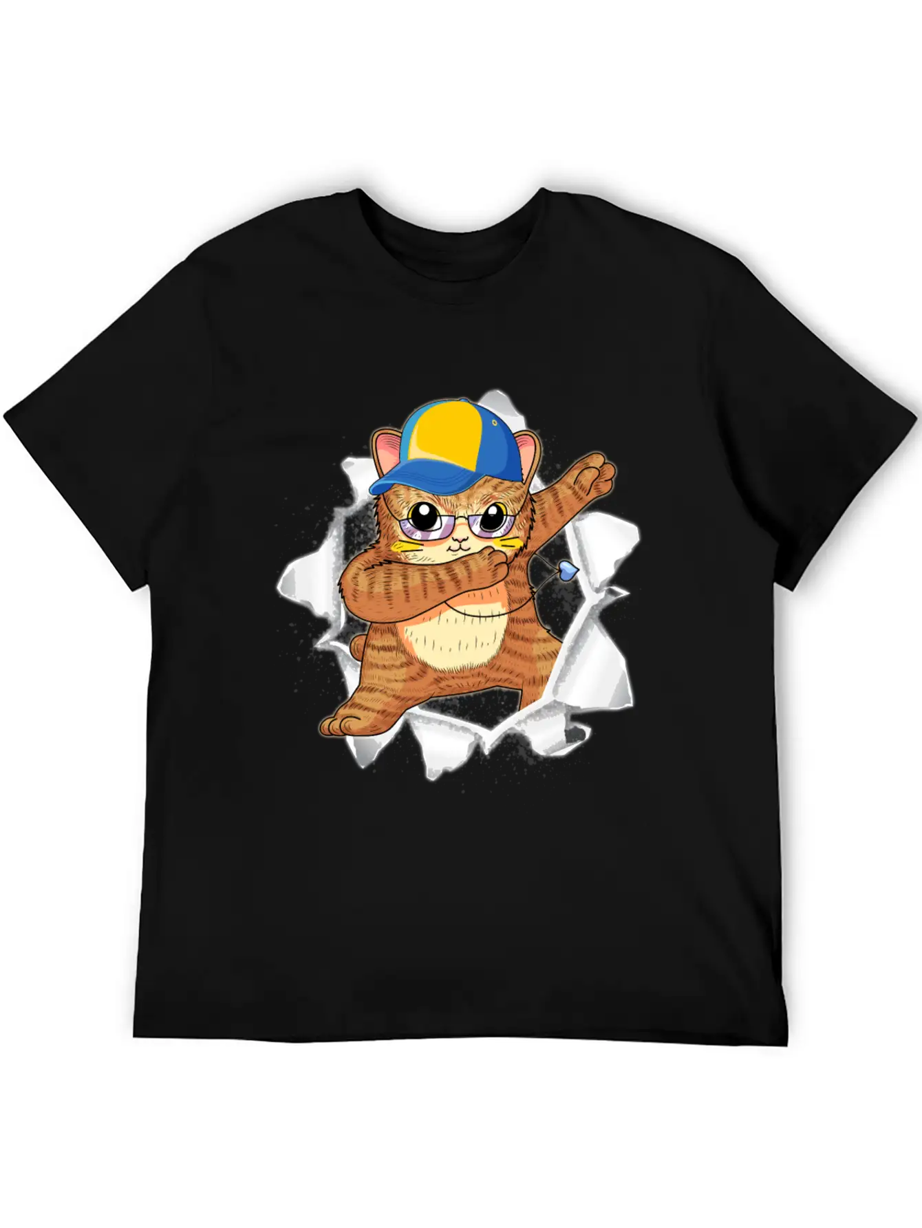 Cat Appeared Torn Tee Basic Graphic T-Shirt – Daily Comfort In Soft Cotton