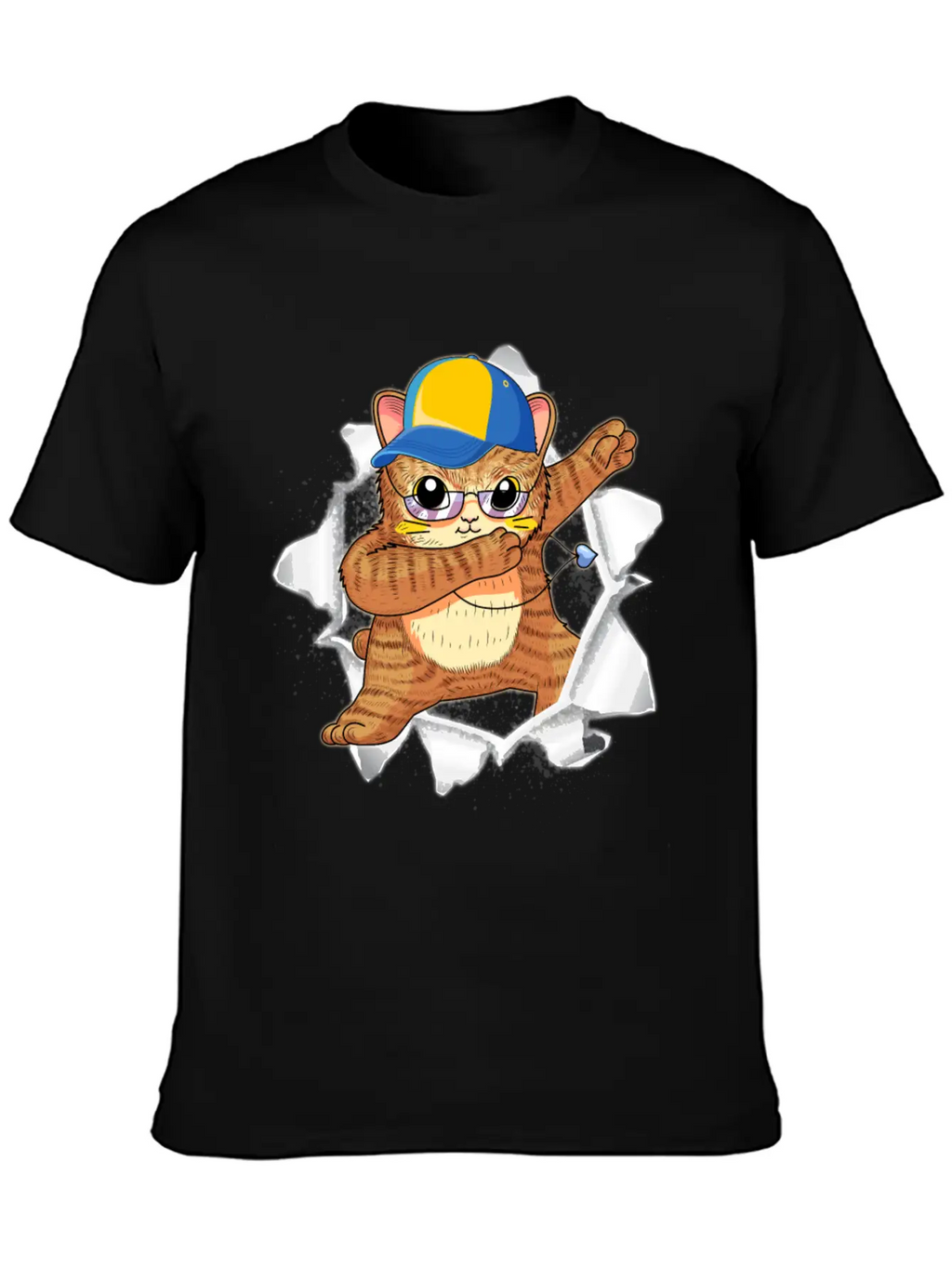 Cat Appeared Torn Tee Basic Graphic T-Shirt – Daily Comfort In Soft Cotton