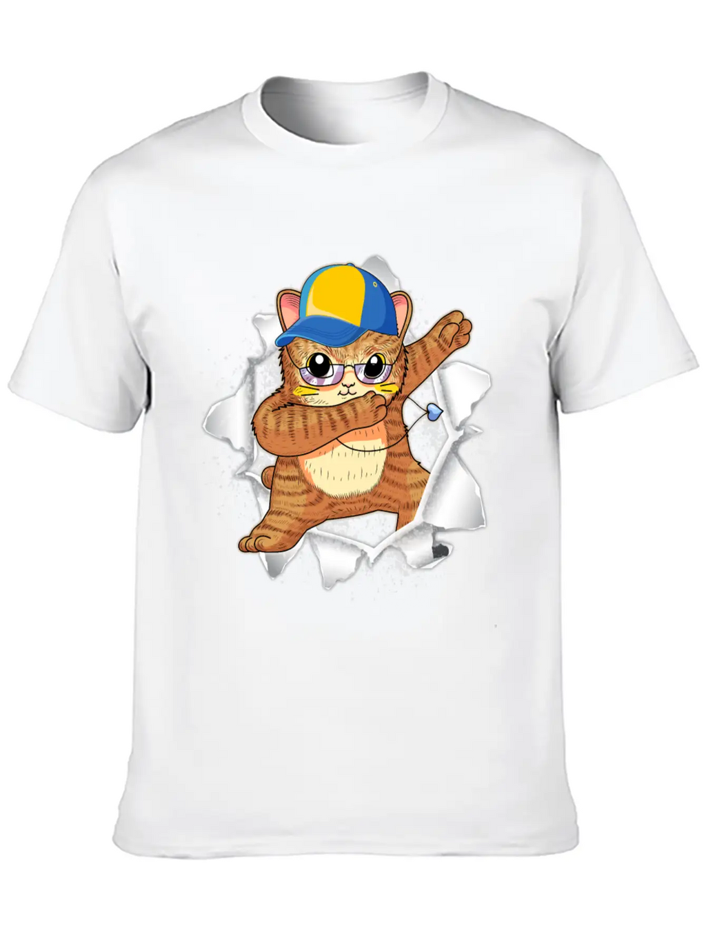 Cat Appeared Torn Tee Basic Graphic T-Shirt – Daily Comfort In Soft Cotton