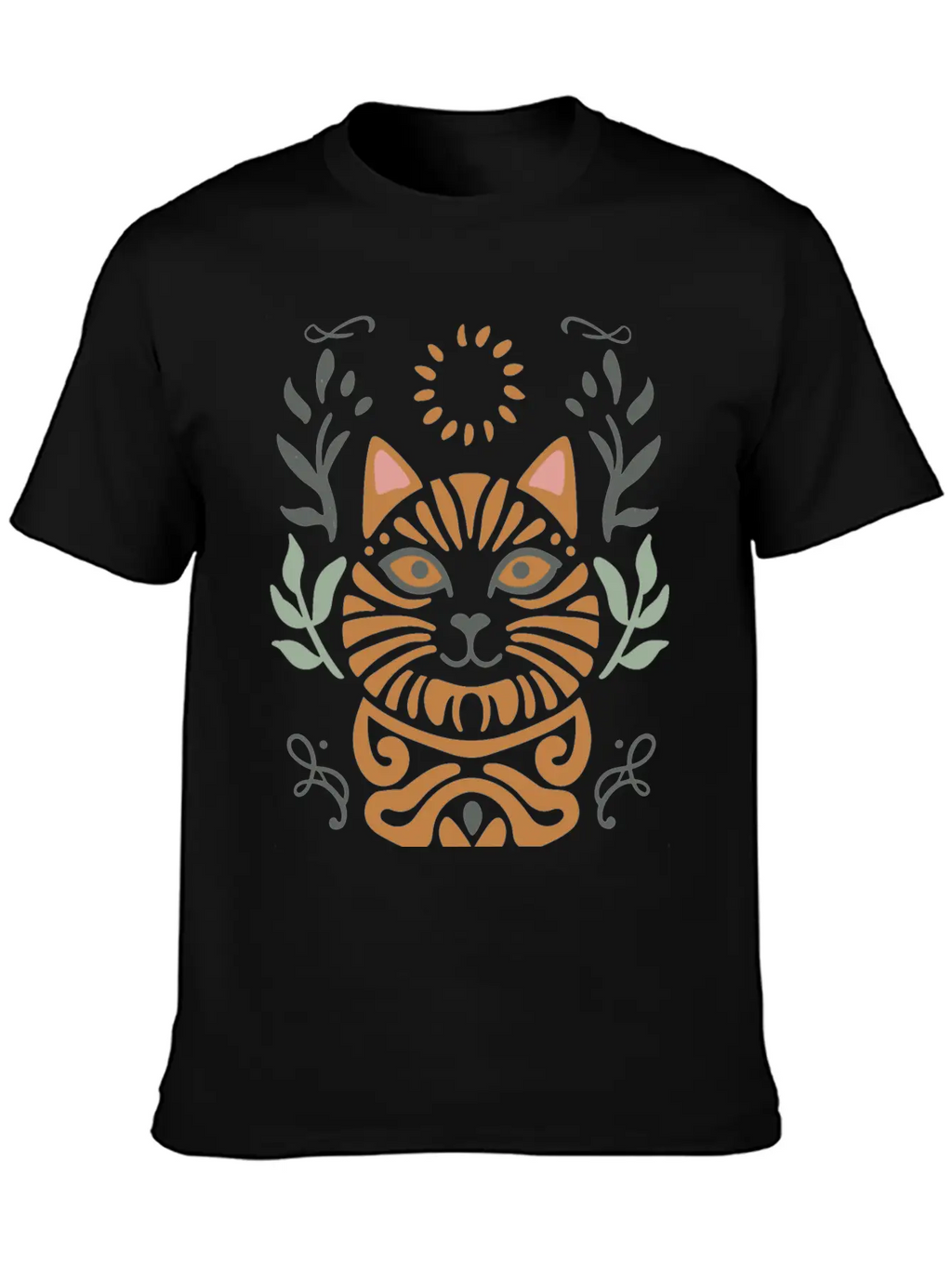 Cat Boho Style Design Basic Graphic T-Shirt – Daily Comfort In Soft Cotton