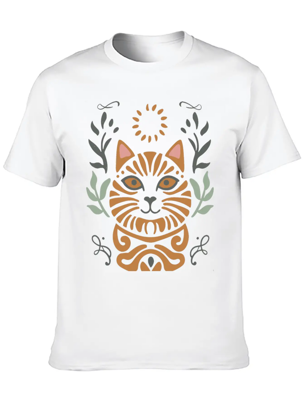 Cat Boho Style Design Basic Graphic T-Shirt – Daily Comfort In Soft Cotton