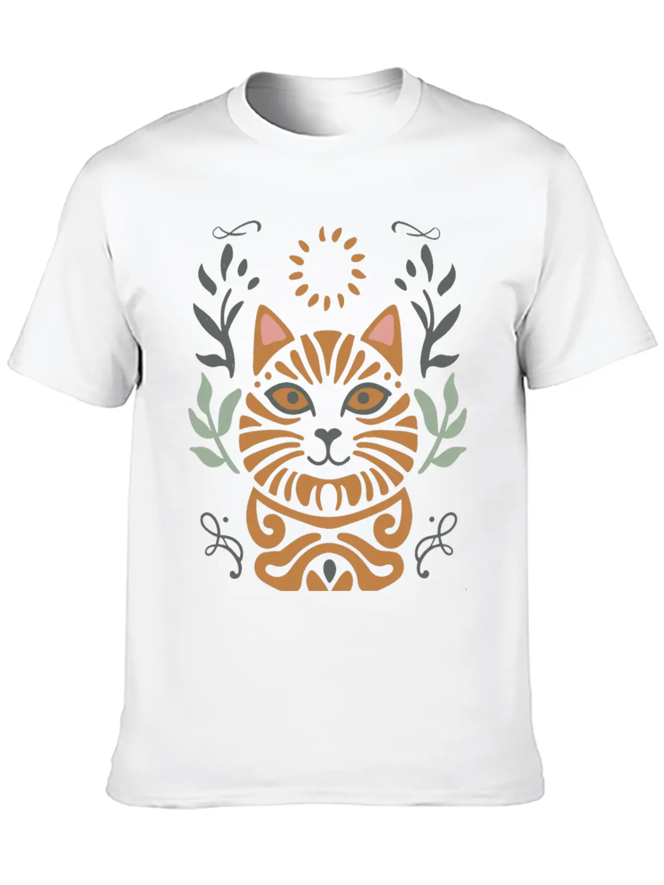 Cat Boho Style Design Basic Graphic T-Shirt – Daily Comfort In Soft Cotton