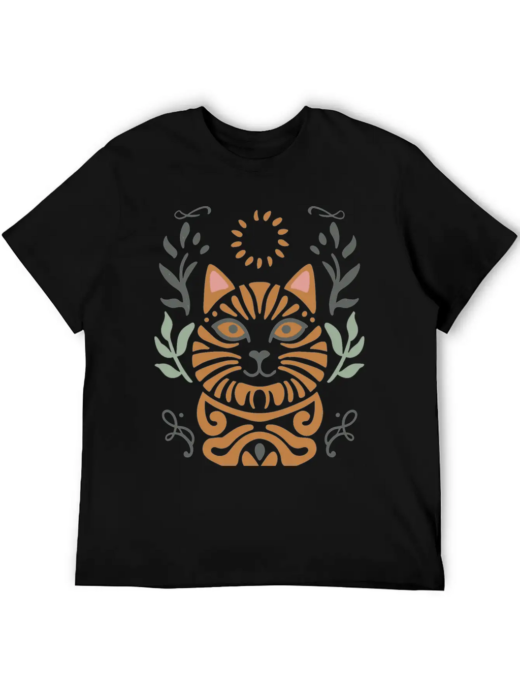 Cat Boho Style Design Basic Graphic T-Shirt – Daily Comfort In Soft Cotton