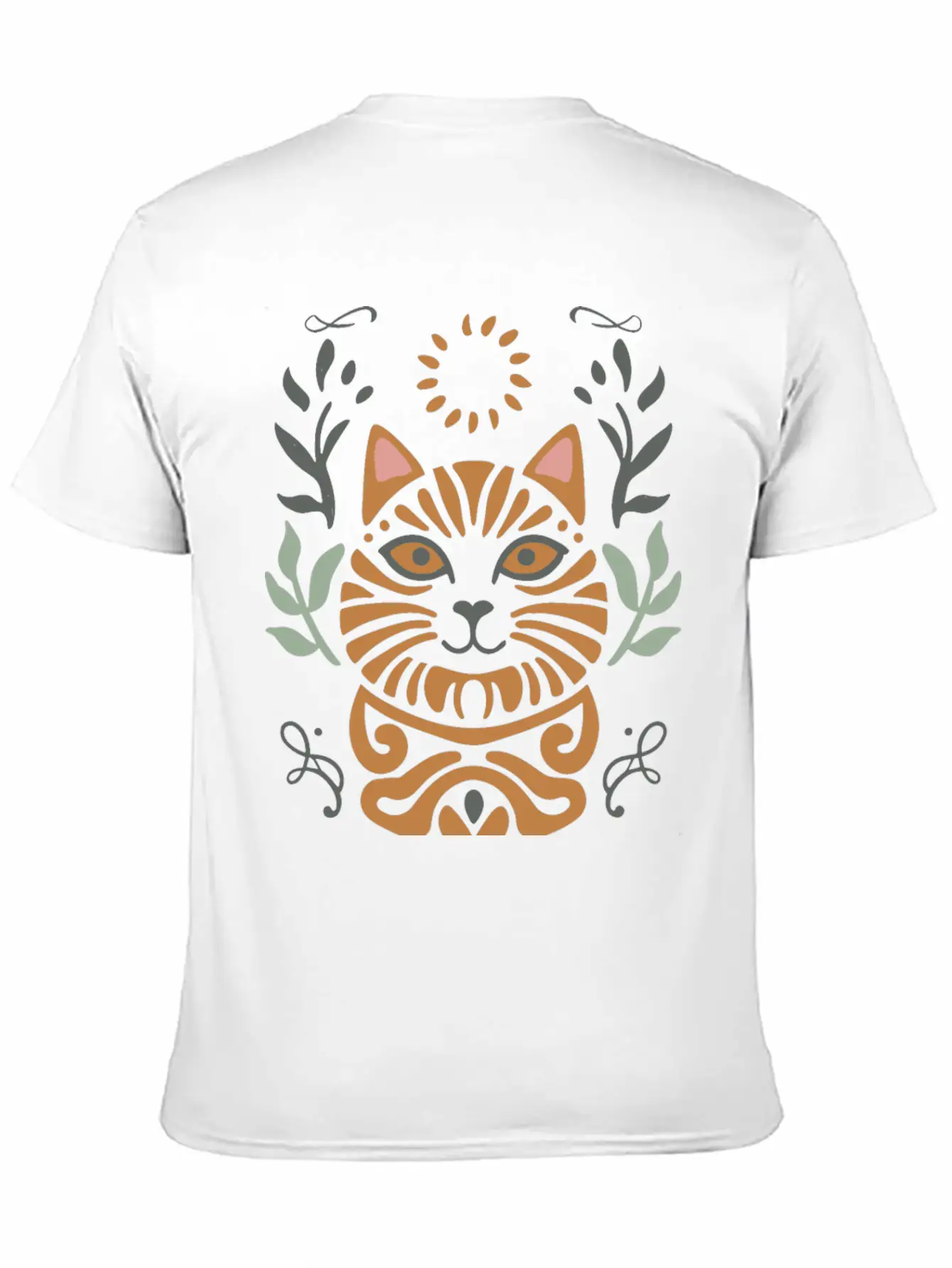 Cat Boho Style Design Basic Graphic T-Shirt – Daily Comfort In Soft Cotton