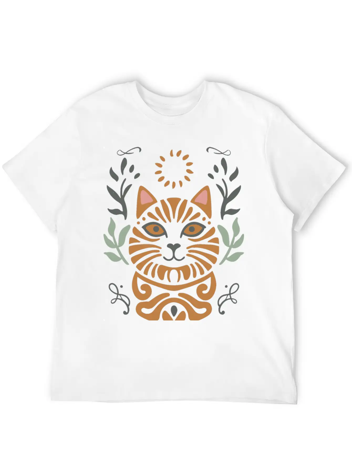 Cat Boho Style Design Basic Graphic T-Shirt – Daily Comfort In Soft Cotton