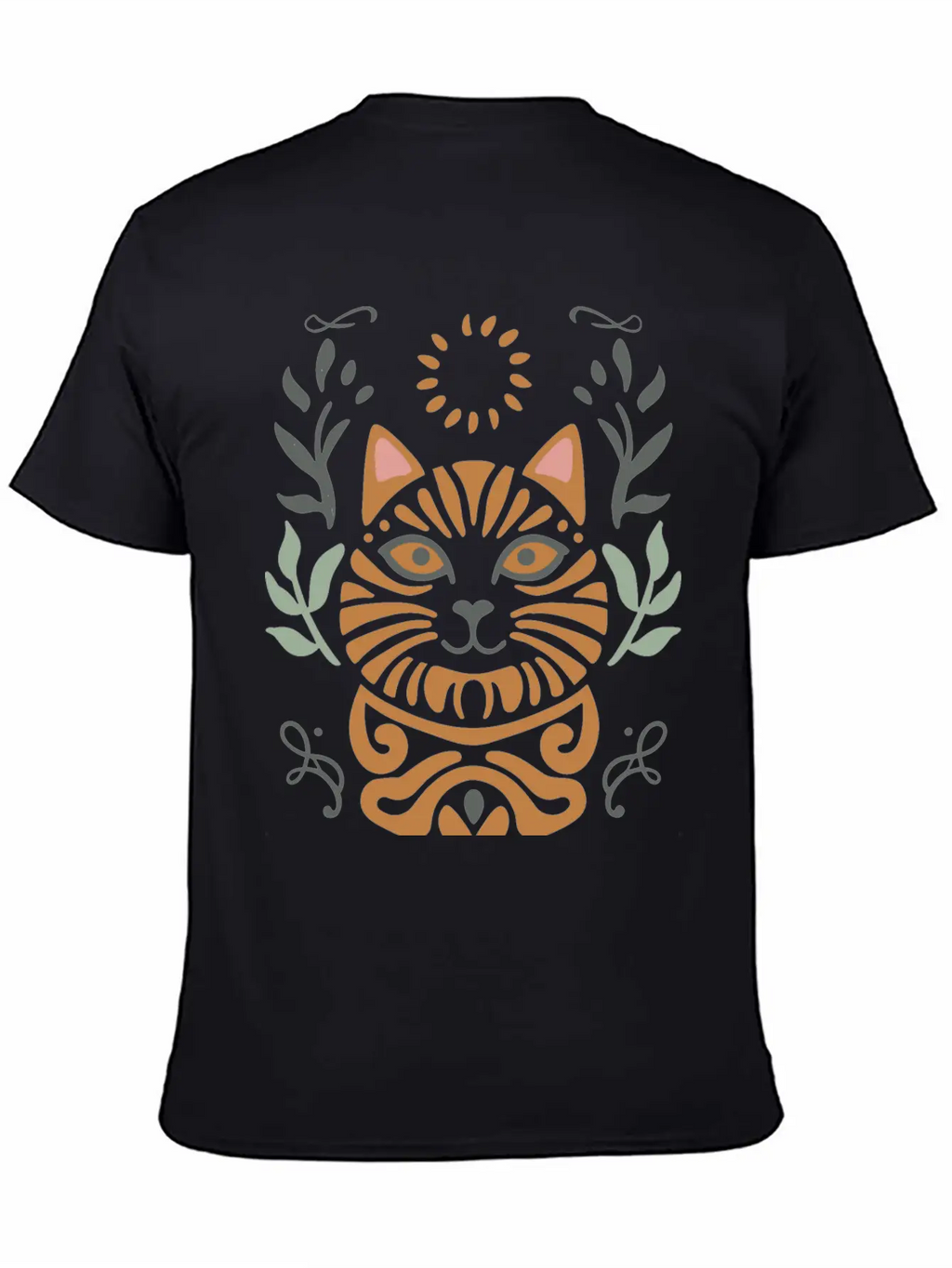 Cat Boho Style Design Basic Graphic T-Shirt – Daily Comfort In Soft Cotton