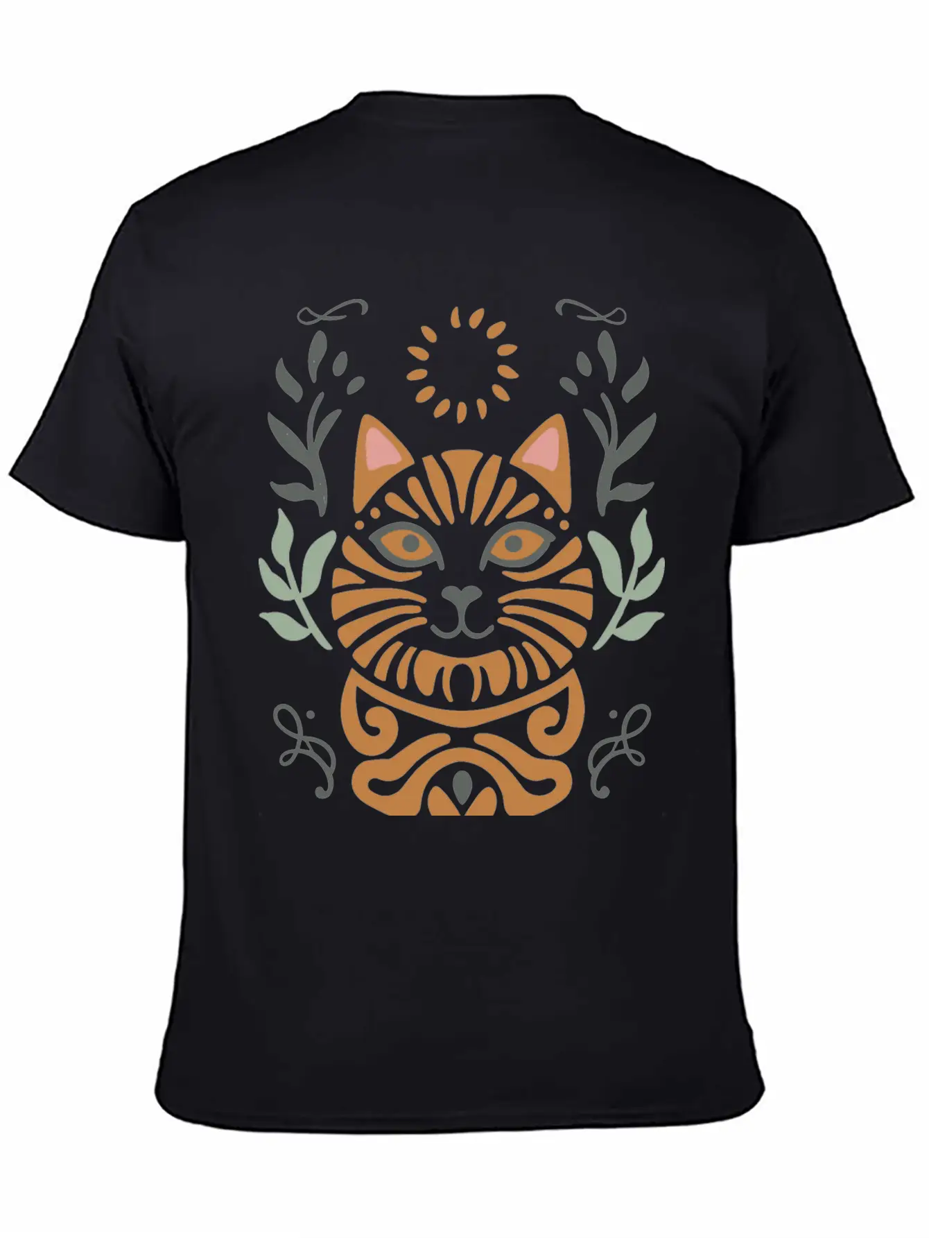Cat Boho Style Design Basic Graphic T-Shirt – Daily Comfort In Soft Cotton