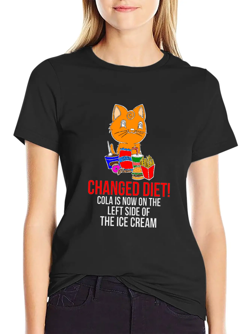 Cat Change Of Diet Humorous Saying Men Breathable Graphic T-Shirt – Perfect For Casual Days