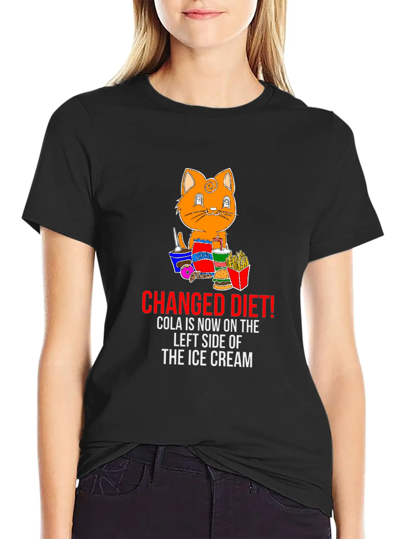 Cat Change Of Diet Humorous Saying Men Breathable Graphic T-Shirt – Perfect For Casual Days