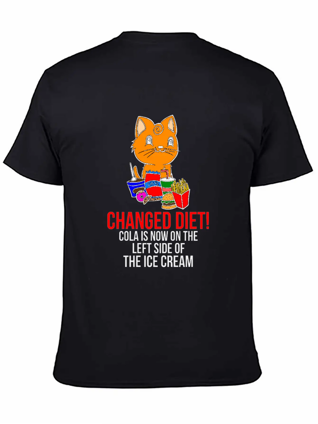 Cat Change Of Diet Humorous Saying Men Breathable Graphic T-Shirt – Perfect For Casual Days