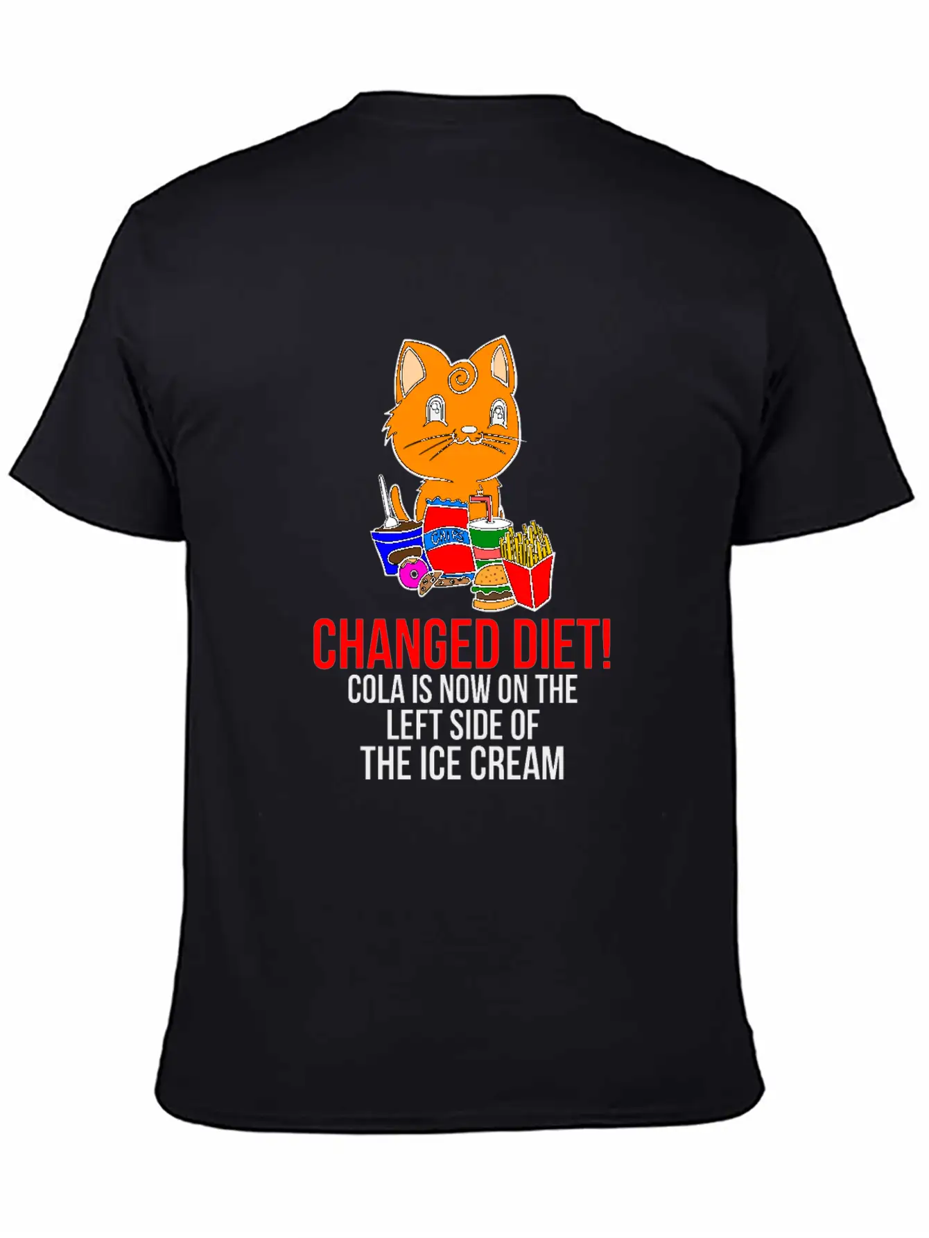 Cat Change Of Diet Humorous Saying Men Breathable Graphic T-Shirt – Perfect For Casual Days