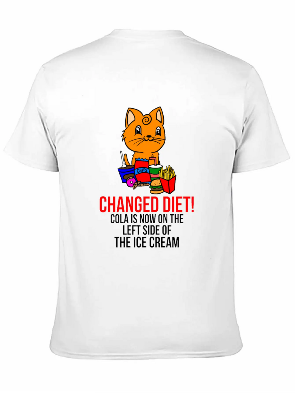 Cat Change Of Diet Humorous Saying Men Breathable Graphic T-Shirt – Perfect For Casual Days
