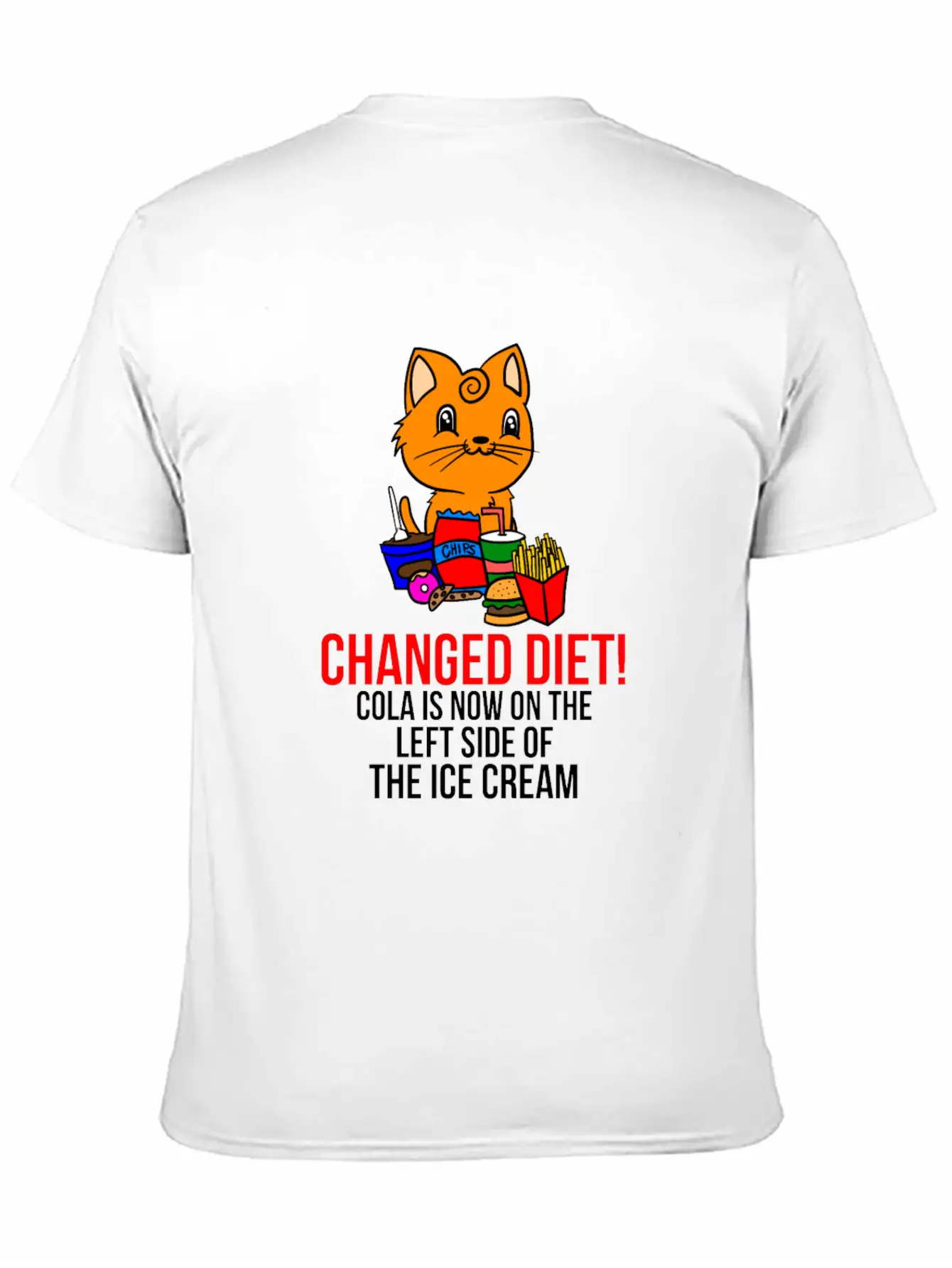 Cat Change Of Diet Humorous Saying Men Breathable Graphic T-Shirt – Perfect For Casual Days