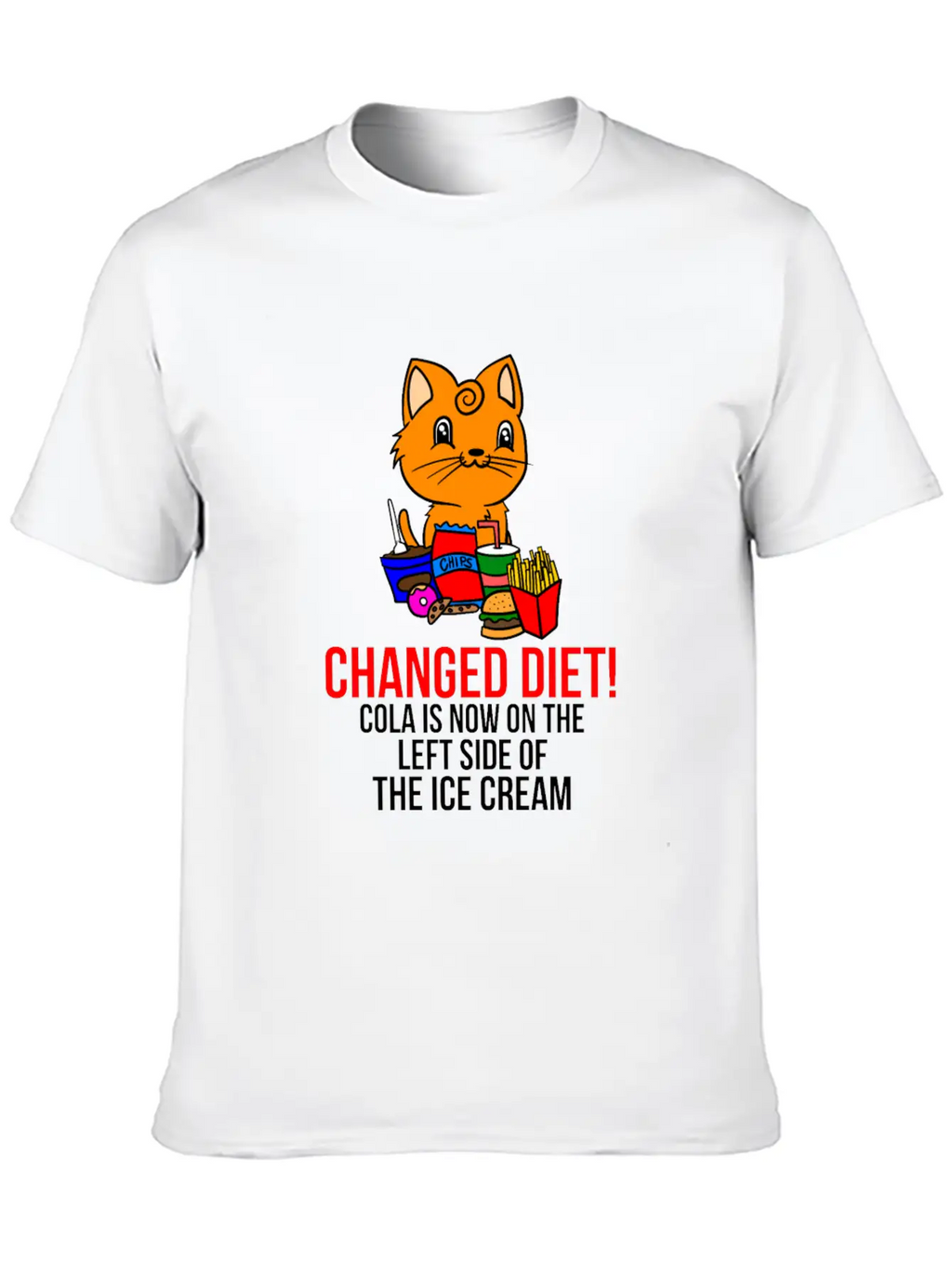Cat Change Of Diet Humorous Saying Men Breathable Graphic T-Shirt – Perfect For Casual Days
