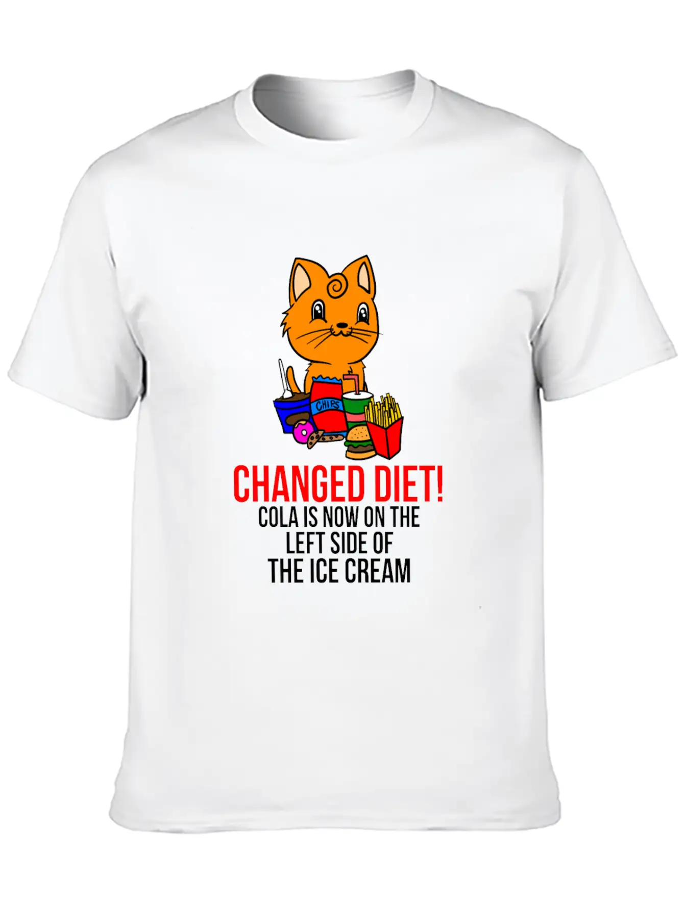 Cat Change Of Diet Humorous Saying Men Breathable Graphic T-Shirt – Perfect For Casual Days