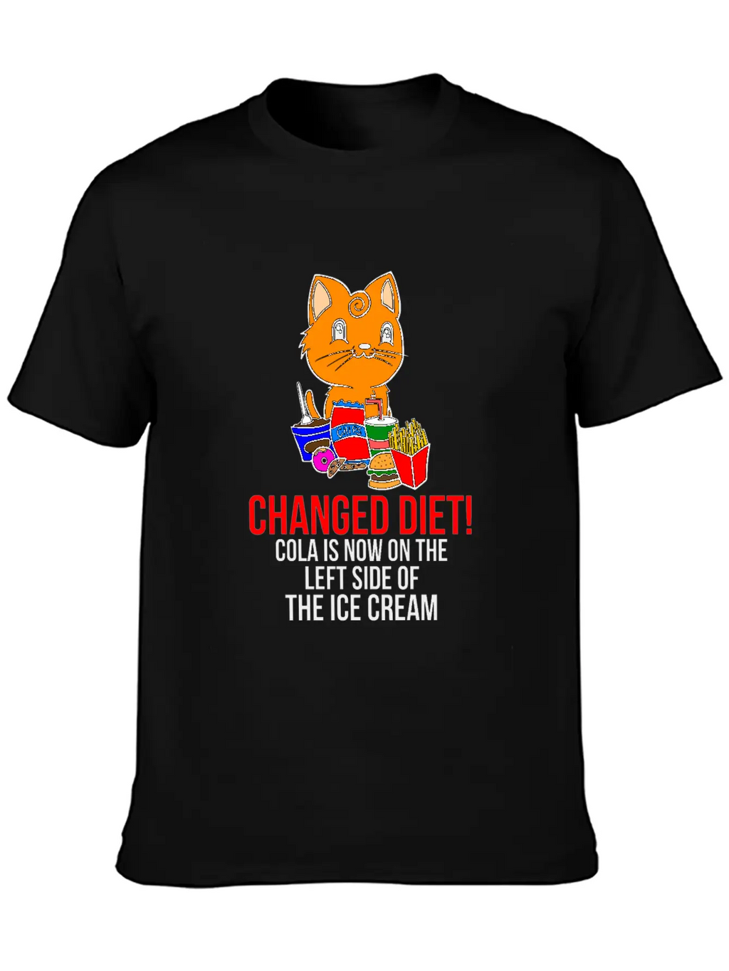 Cat Change Of Diet Humorous Saying Men Breathable Graphic T-Shirt – Perfect For Casual Days