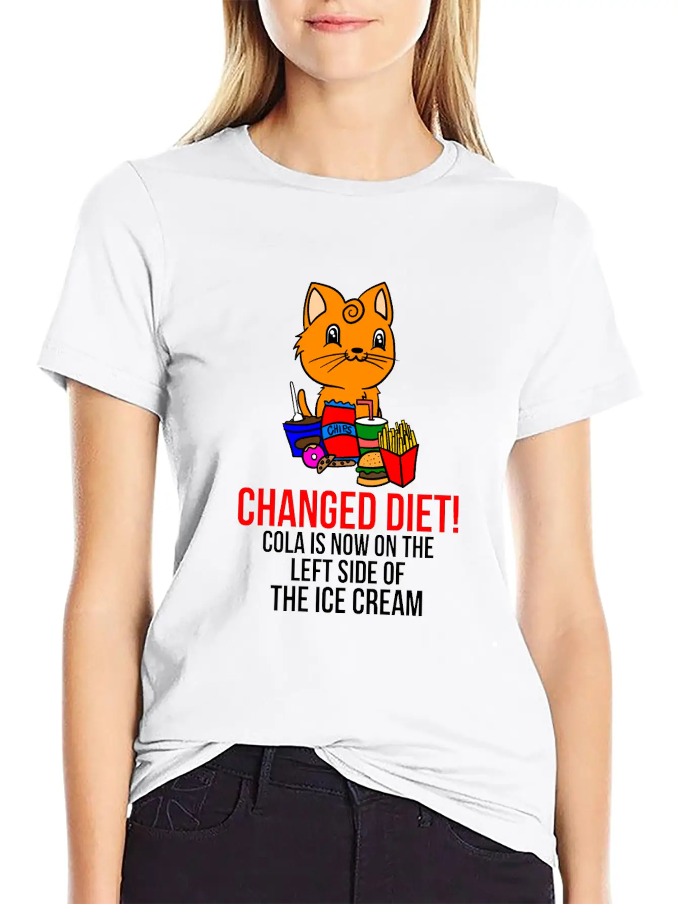 Cat Change Of Diet Humorous Saying Men Breathable Graphic T-Shirt – Perfect For Casual Days
