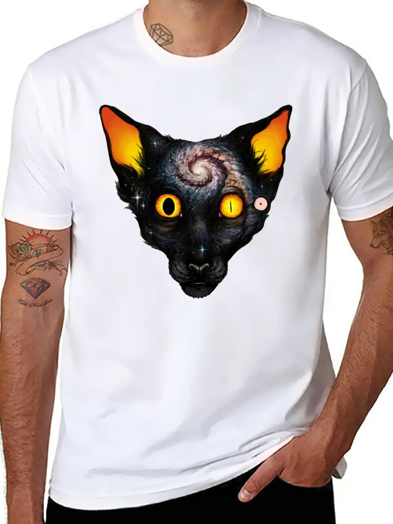 Cat Cosmos Breathable Soft Cotton T-Shirt – Timeless Casual Look