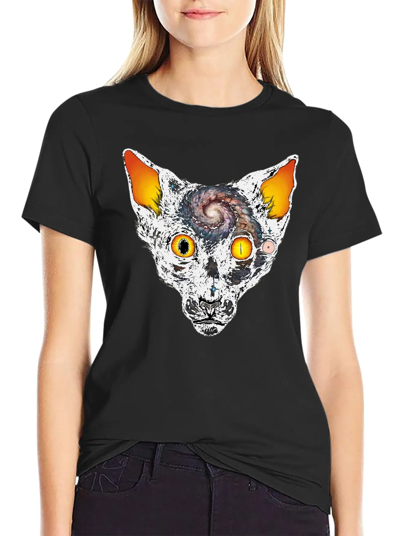 Cat Cosmos Breathable Soft Cotton T-Shirt – Timeless Casual Look