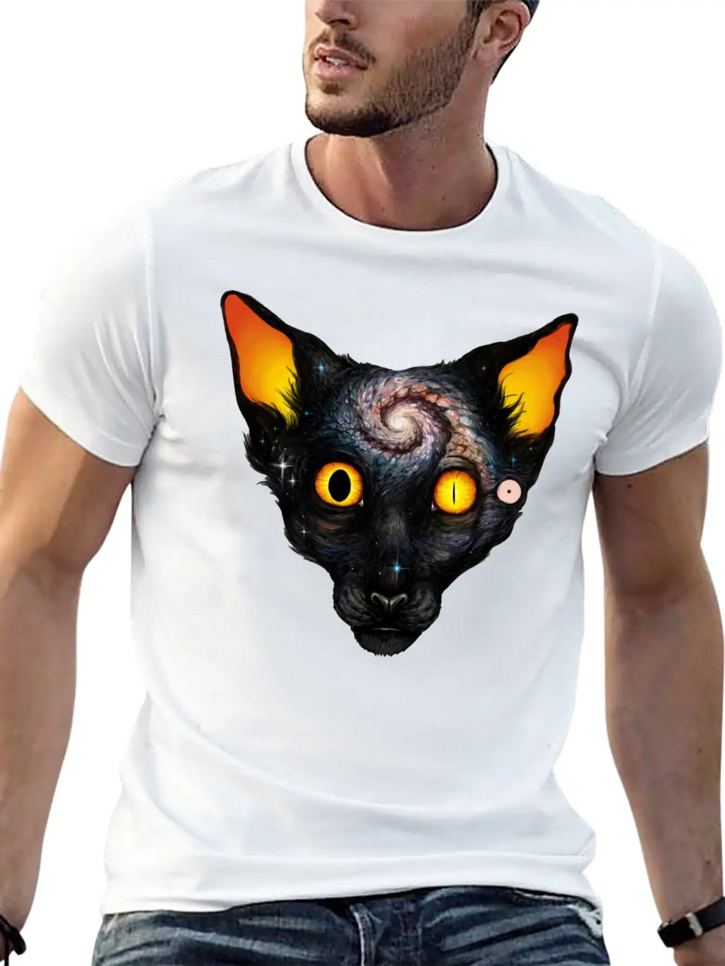 Cat Cosmos Breathable Soft Cotton T-Shirt – Timeless Casual Look