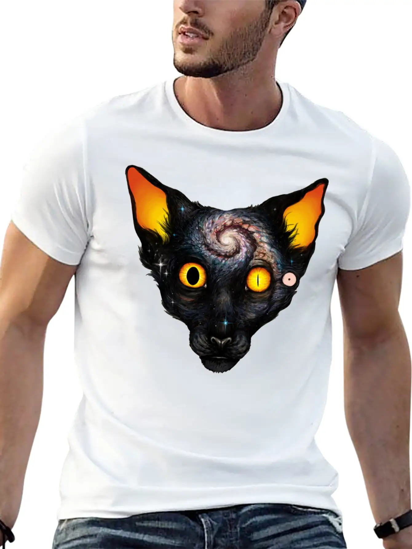 Cat Cosmos Breathable Soft Cotton T-Shirt – Timeless Casual Look