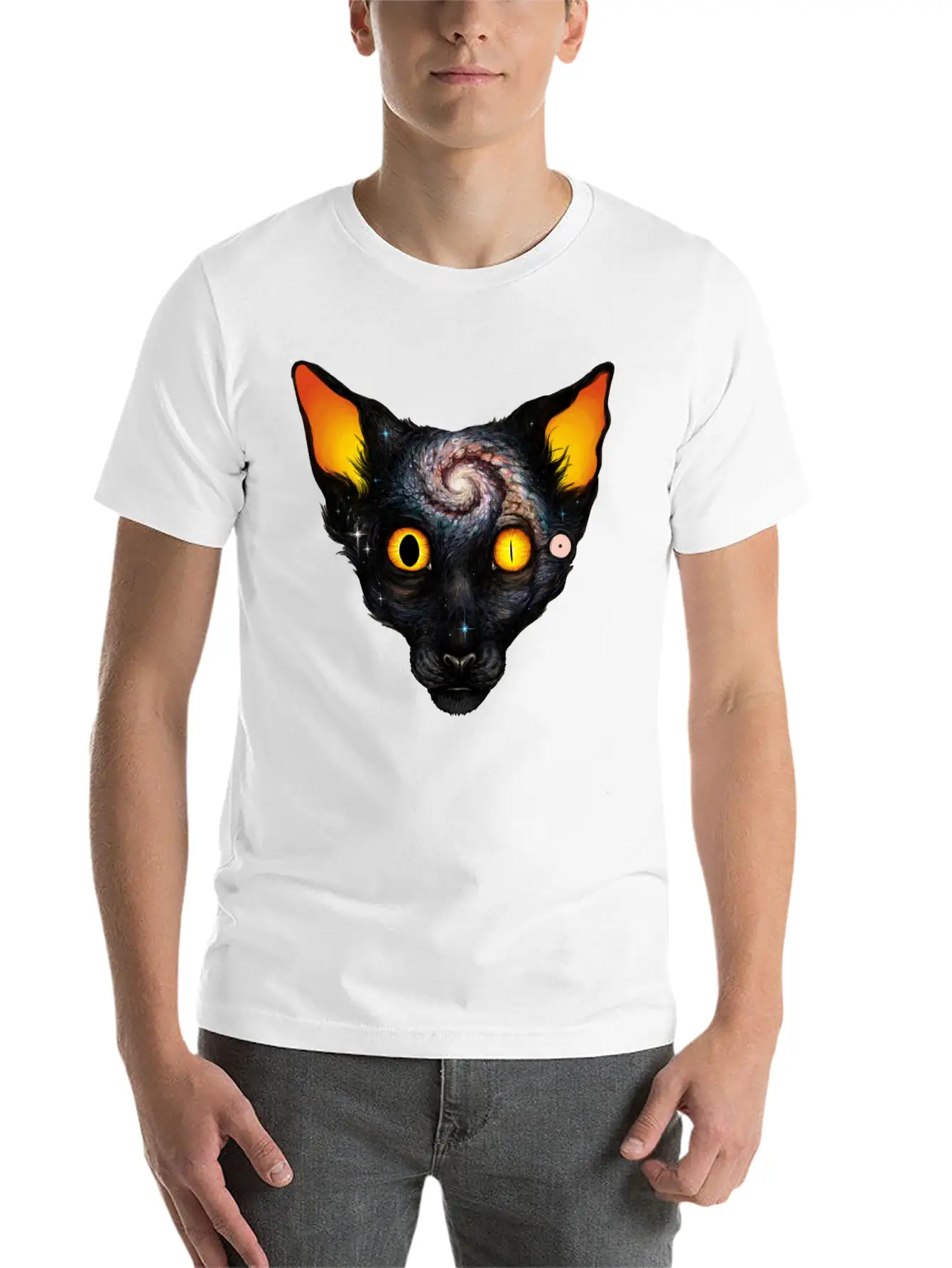 Cat Cosmos Breathable Soft Cotton T-Shirt – Timeless Casual Look