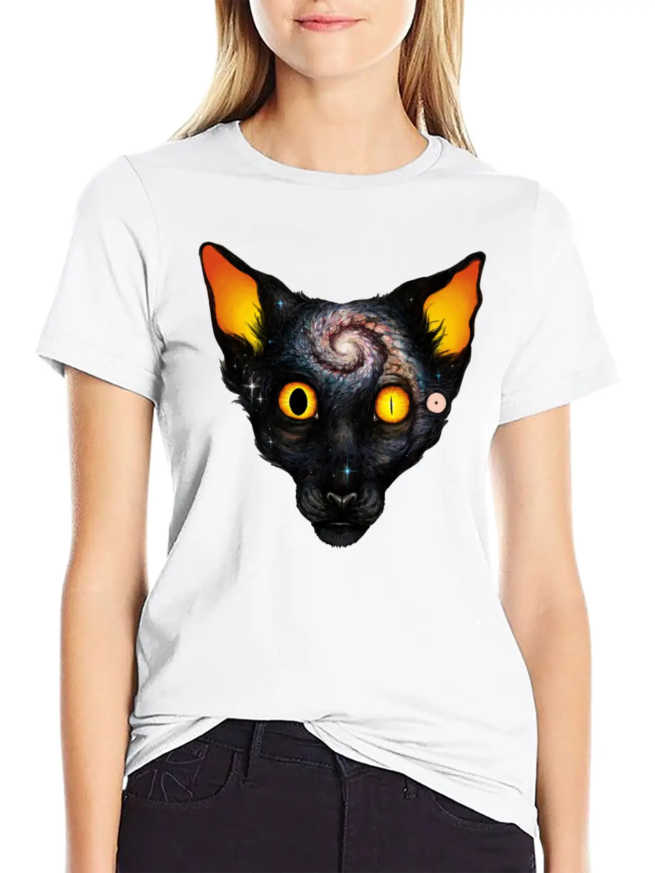 Cat Cosmos Breathable Soft Cotton T-Shirt – Timeless Casual Look