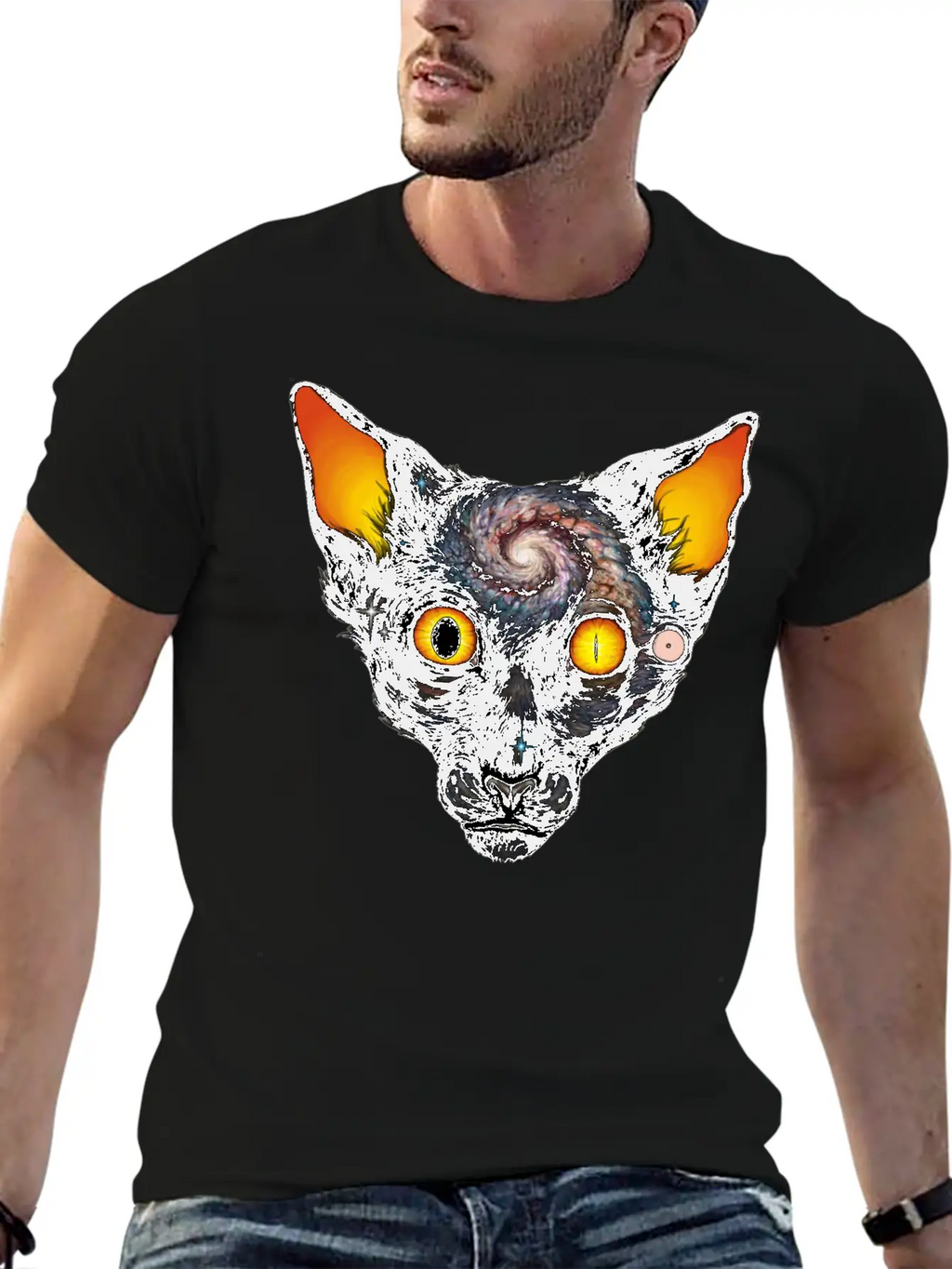 Cat Cosmos Breathable Soft Cotton T-Shirt – Timeless Casual Look