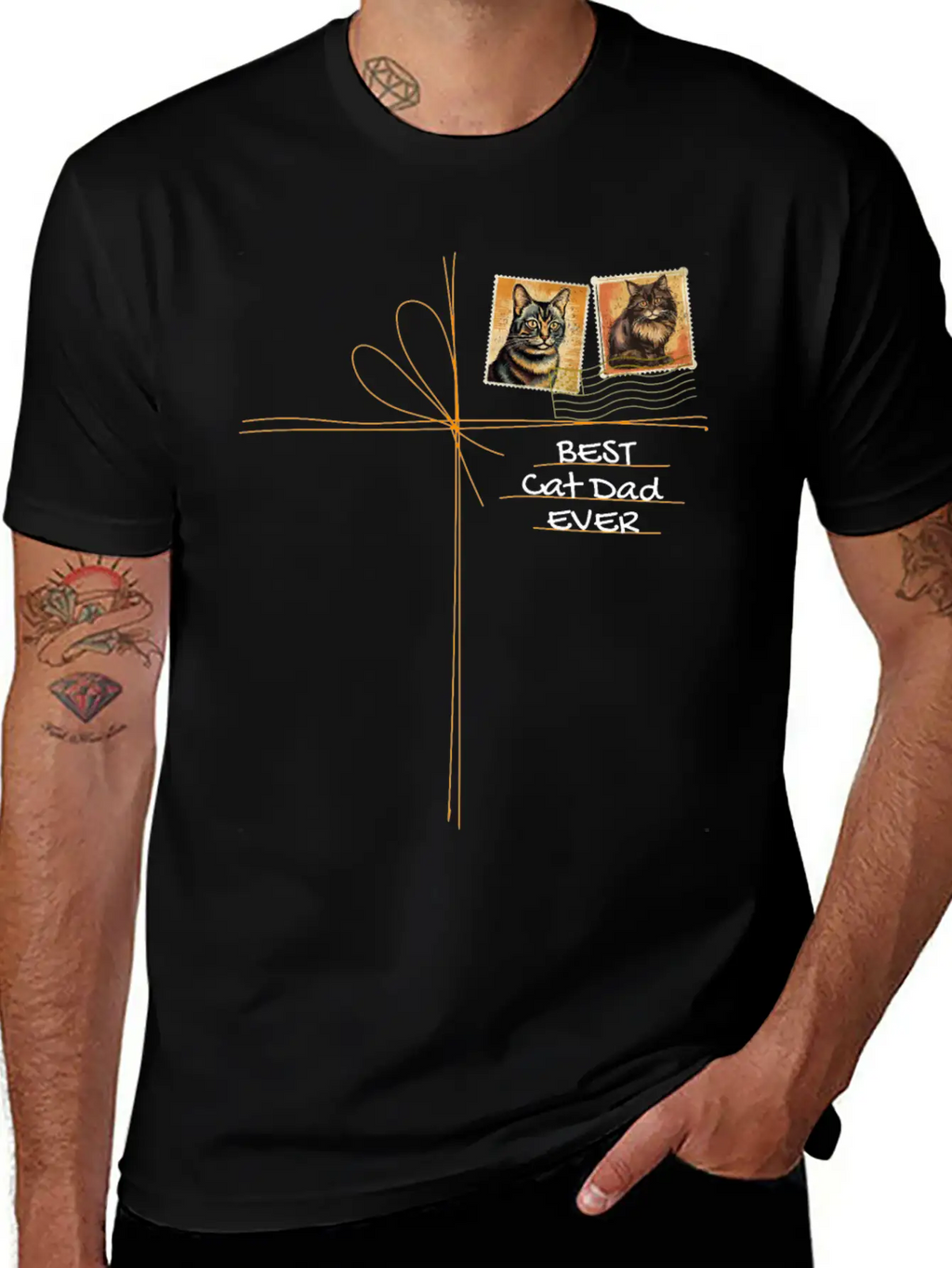 Cat-Dad Kitten-Daddy Cartoon-Cat Cats-dads Essential Cotton Tee For Daily Outfits – Unisex Style
