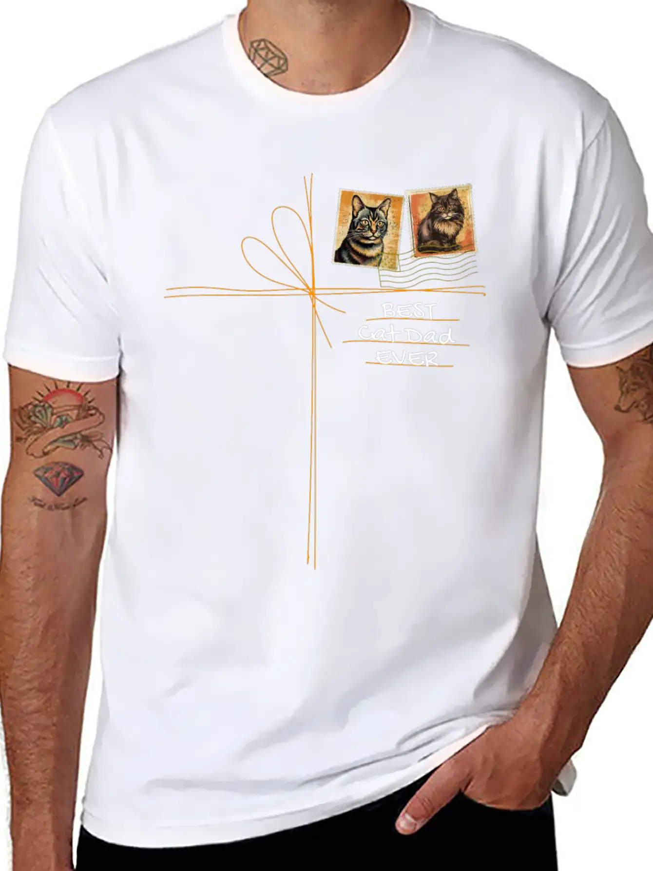 Cat-Dad Kitten-Daddy Cartoon-Cat Cats-dads Essential Cotton Tee For Daily Outfits – Unisex Style