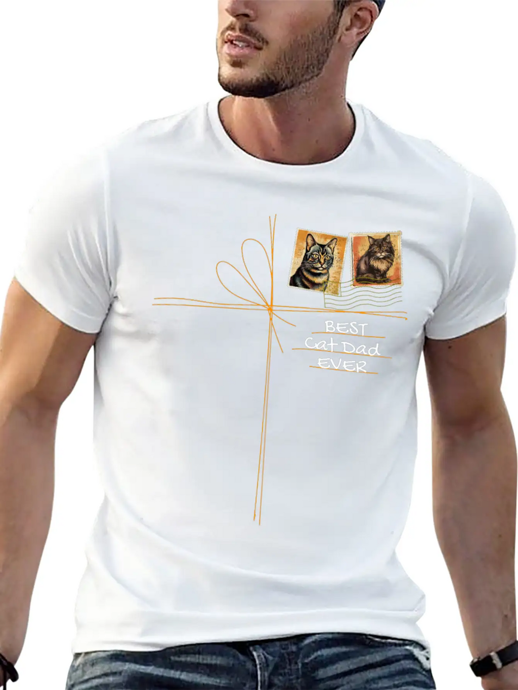 Cat-Dad Kitten-Daddy Cartoon-Cat Cats-dads Essential Cotton Tee For Daily Outfits – Unisex Style