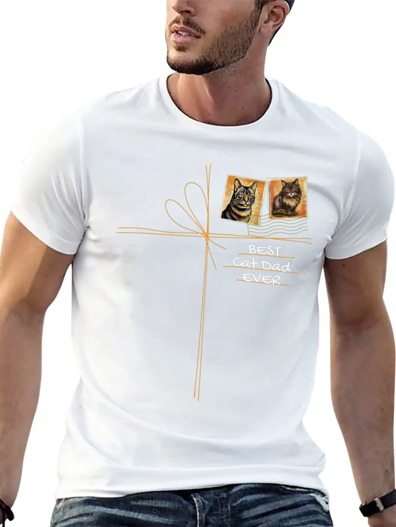 Cat-Dad Kitten-Daddy Cartoon-Cat Cats-dads Essential Cotton Tee For Daily Outfits – Unisex Style