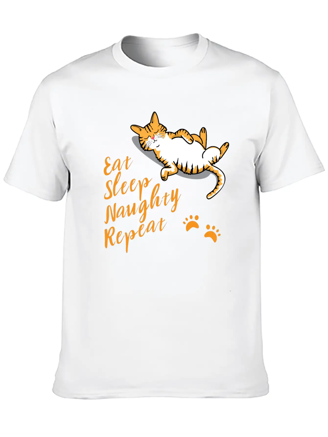 CAT Eat Sleep Naughty Sleep Classic Cotton Tee – Unisex Comfort For Any Season