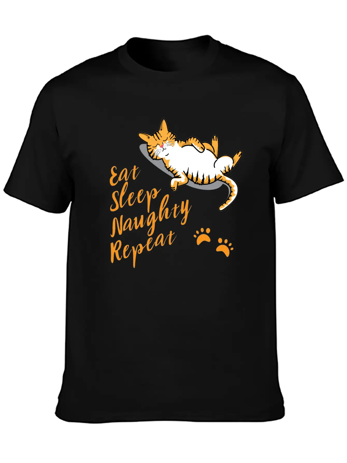 CAT Eat Sleep Naughty Sleep Classic Cotton Tee – Unisex Comfort For Any Season