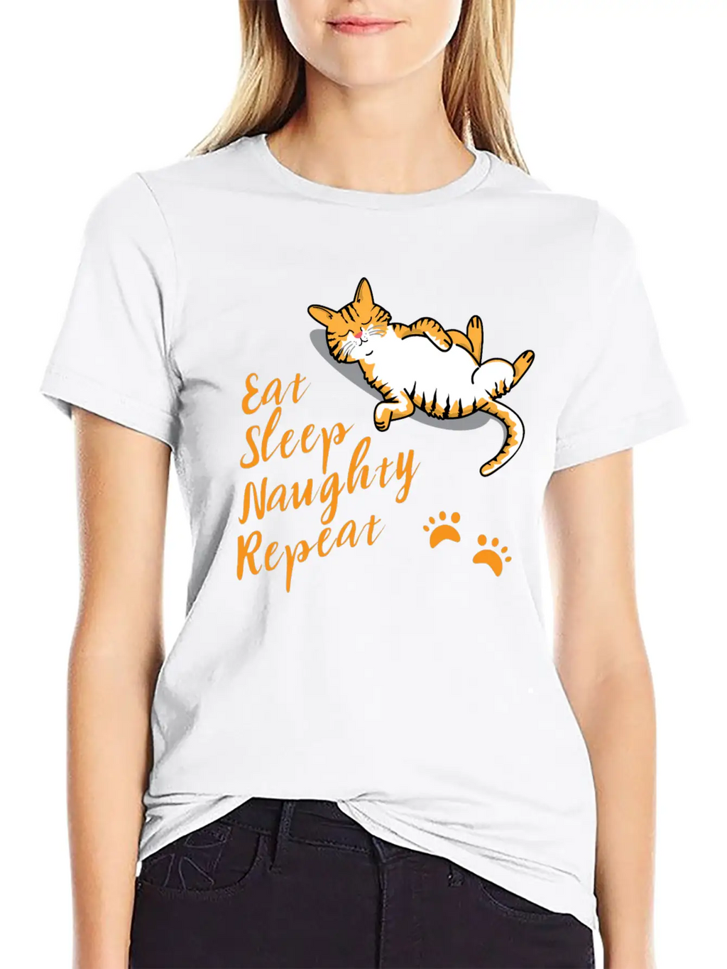 CAT Eat Sleep Naughty Sleep Classic Cotton Tee – Unisex Comfort For Any Season