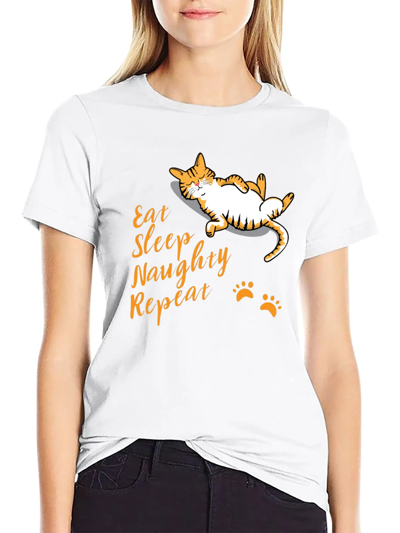 CAT Eat Sleep Naughty Sleep Classic Cotton Tee – Unisex Comfort For Any Season