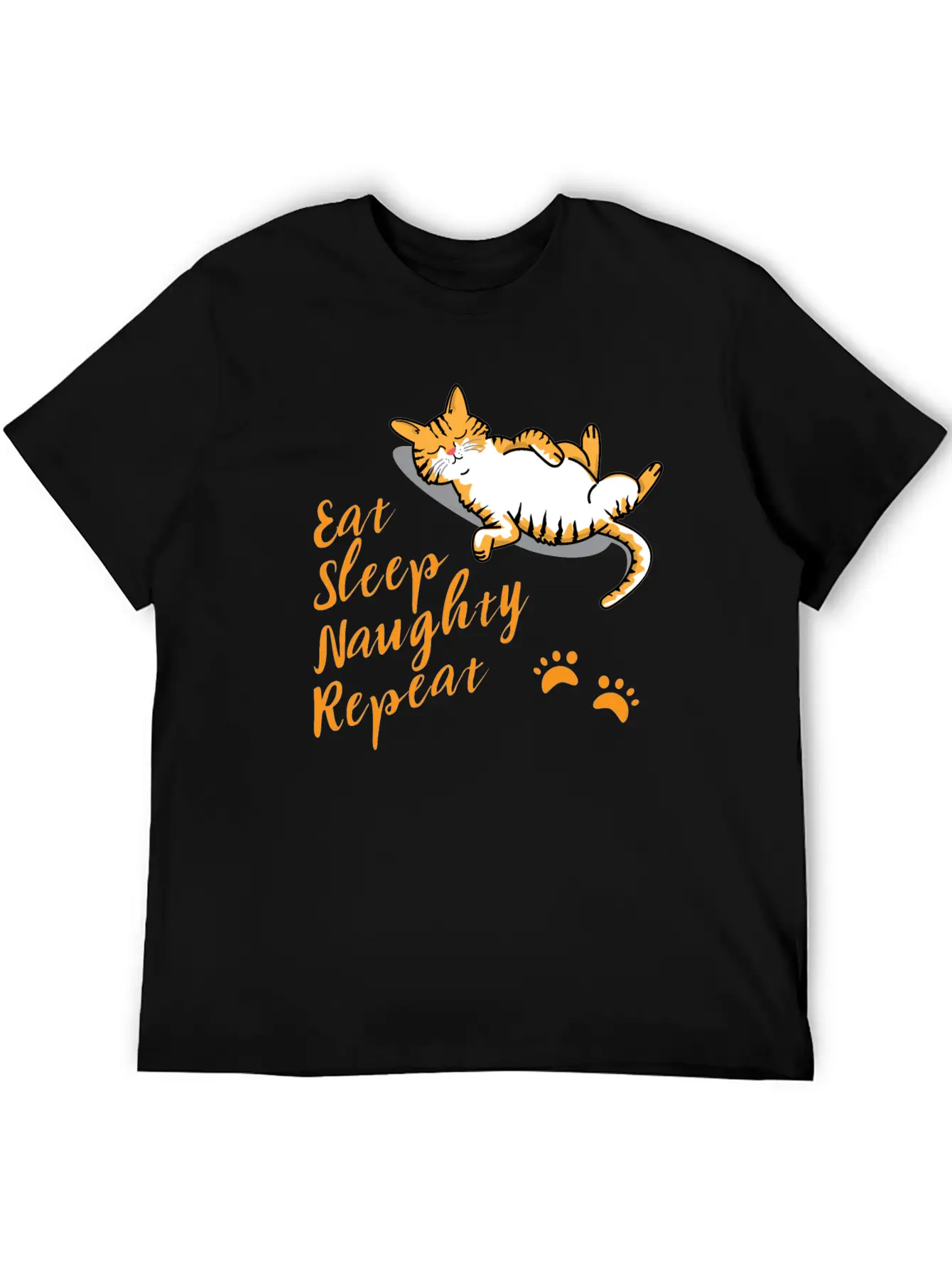 CAT Eat Sleep Naughty Sleep Classic Cotton Tee – Unisex Comfort For Any Season
