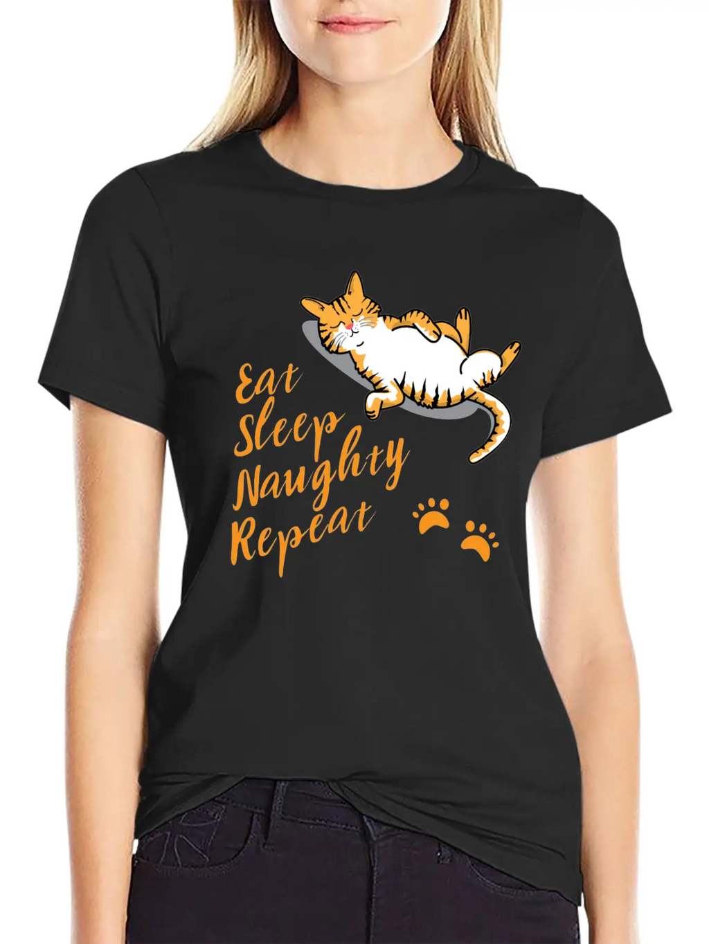 CAT Eat Sleep Naughty Sleep Classic Cotton Tee – Unisex Comfort For Any Season
