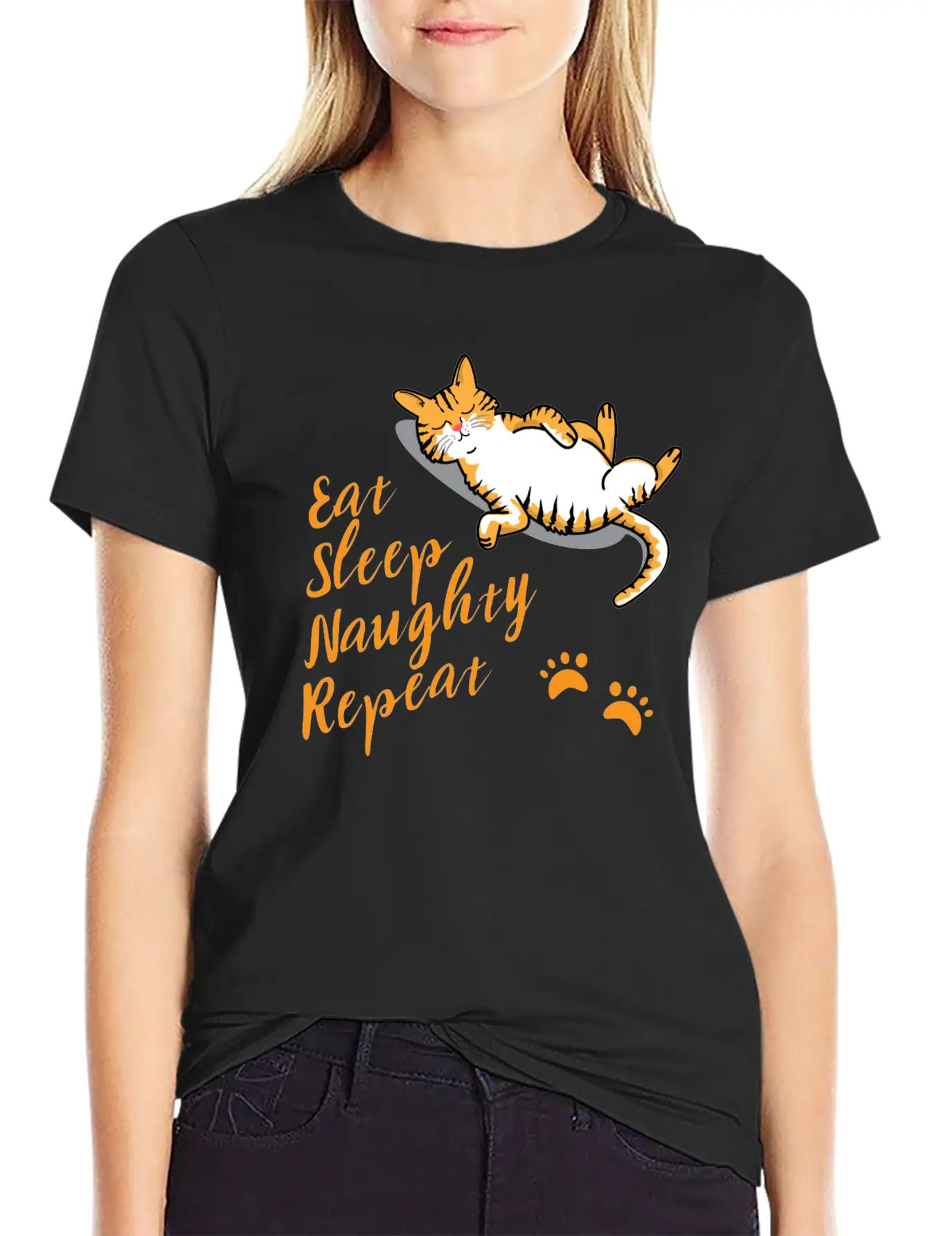 CAT Eat Sleep Naughty Sleep Classic Cotton Tee – Unisex Comfort For Any Season