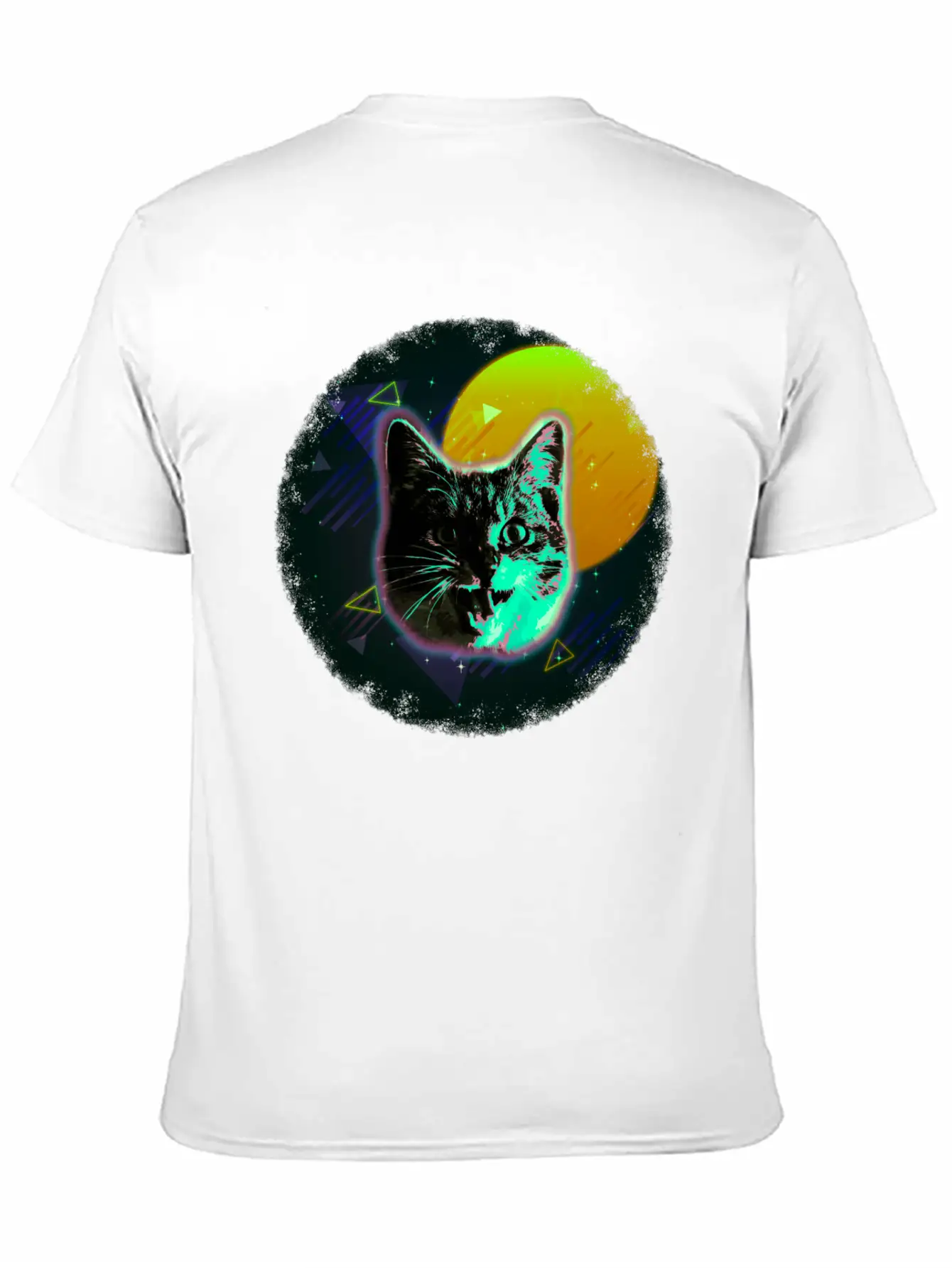 Cat Face Shirt Trippy Neon Rave 80s Disco Retro Kitten Tee Timeless Short Sleeve Tee – Comfy And Minimalist Design