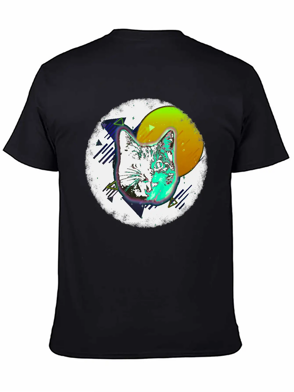 Cat Face Shirt Trippy Neon Rave 80s Disco Retro Kitten Tee Timeless Short Sleeve Tee – Comfy And Minimalist Design