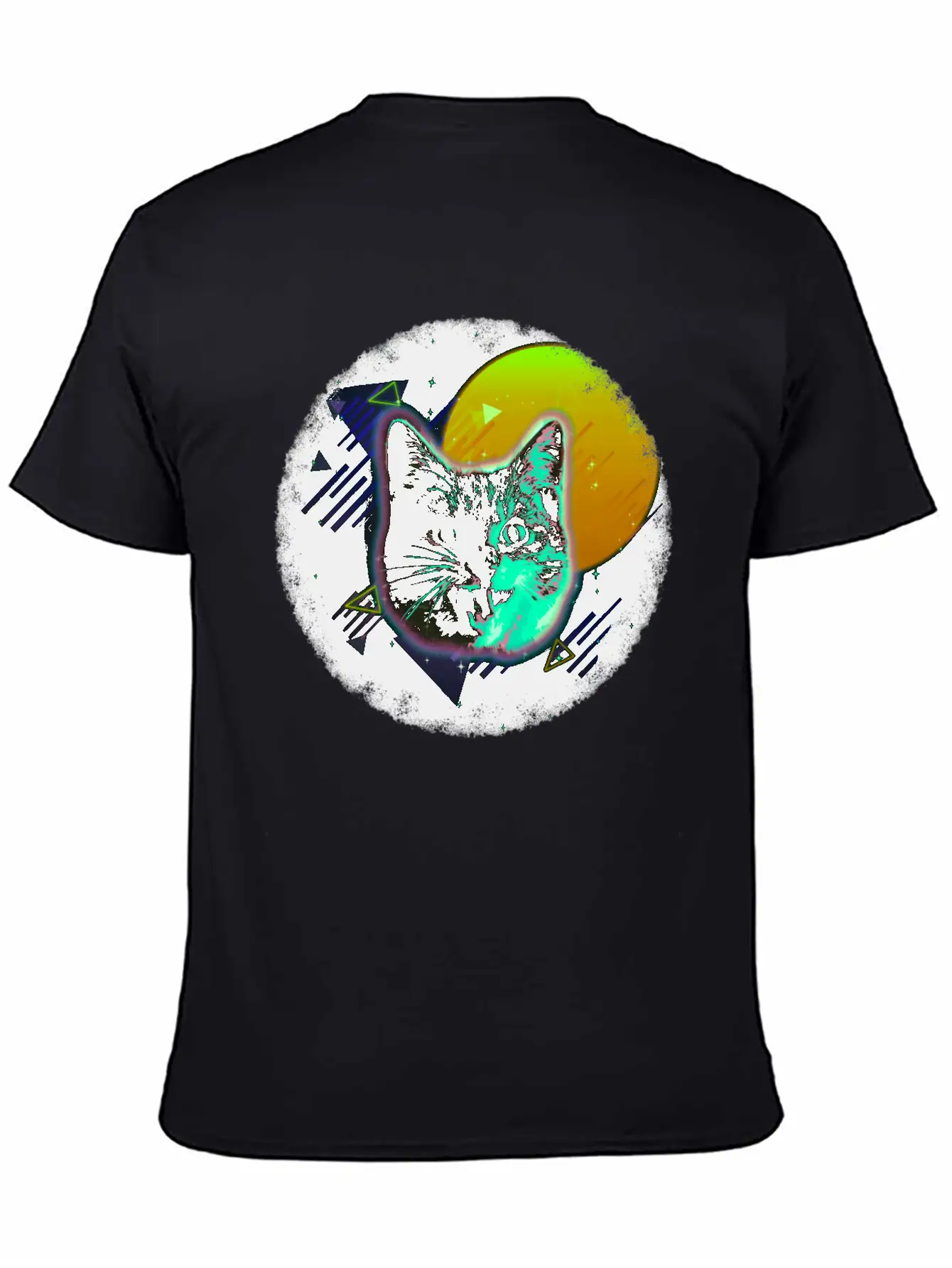 Cat Face Shirt Trippy Neon Rave 80s Disco Retro Kitten Tee Timeless Short Sleeve Tee – Comfy And Minimalist Design