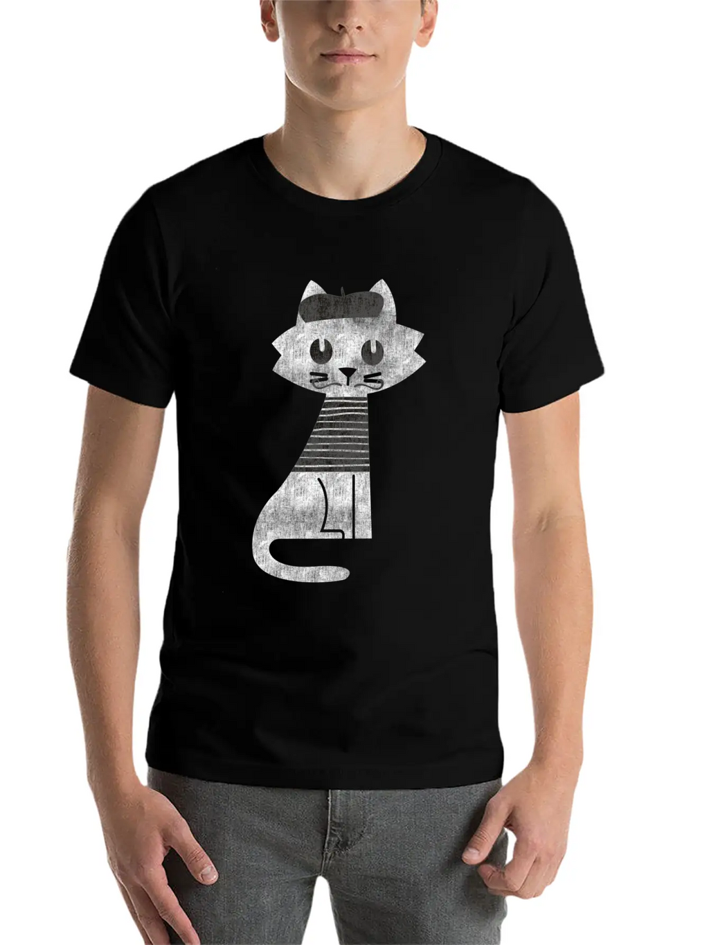 Cat From Paris Breathable Graphic T-Shirt – Perfect For Casual Days